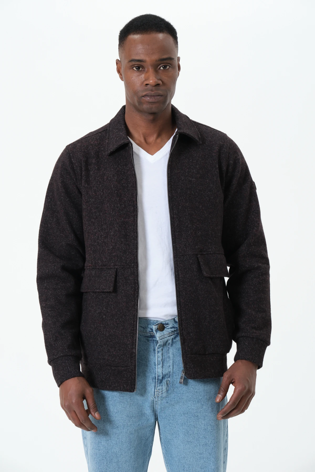 Koyu Andre Fermuarlı Ceket