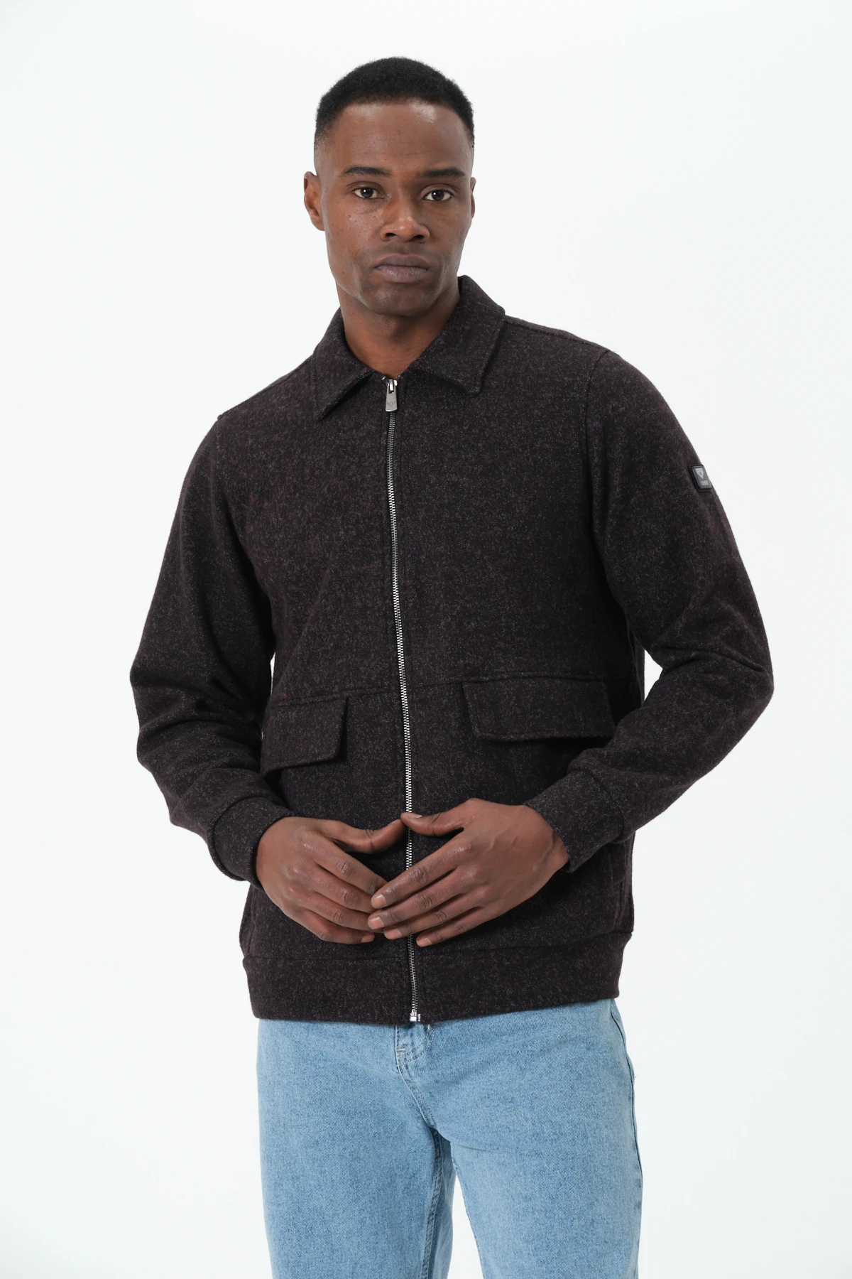 Koyu Andre Fermuarlı Ceket