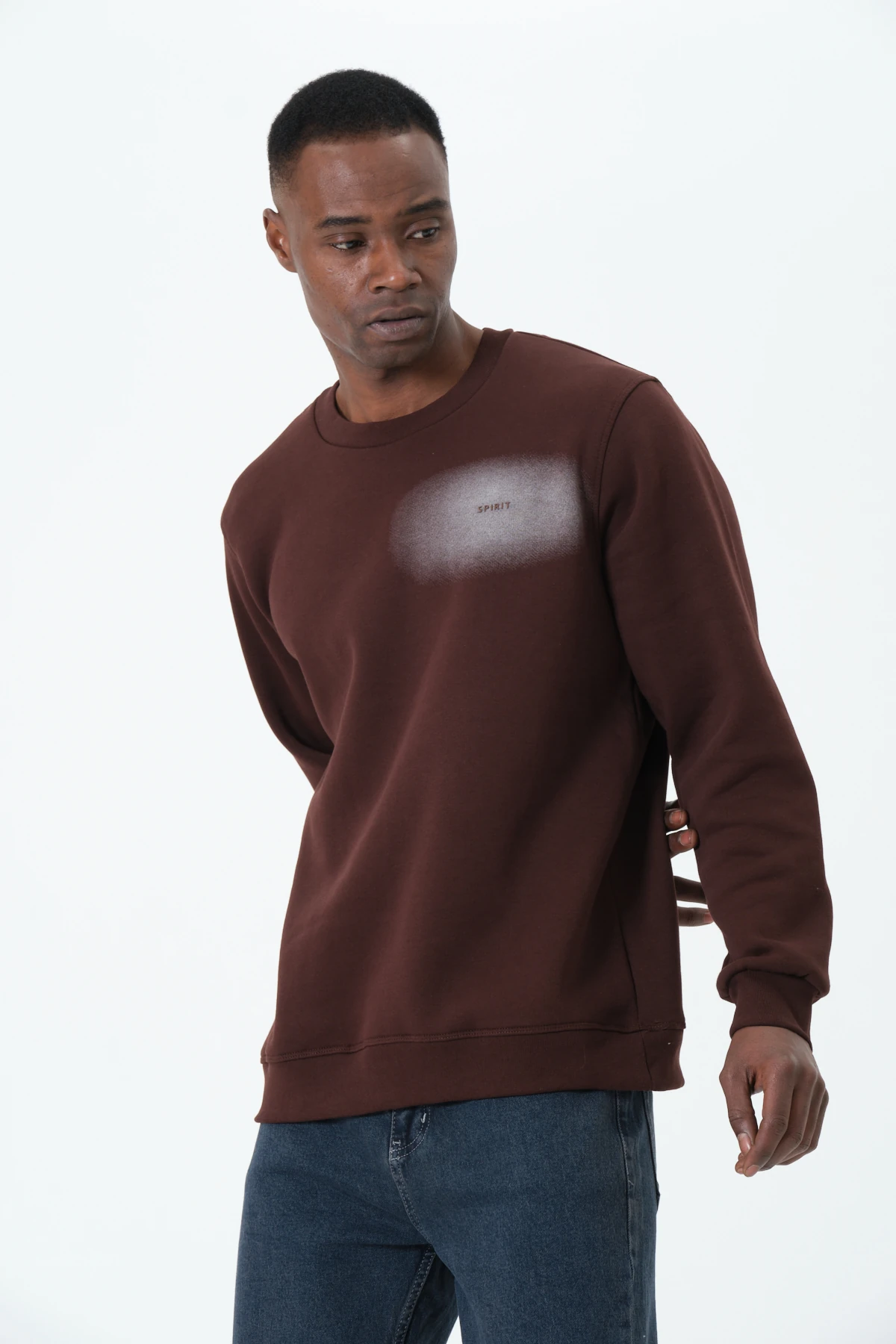 Airbrush Detaylı Sweatshirt - Kahve