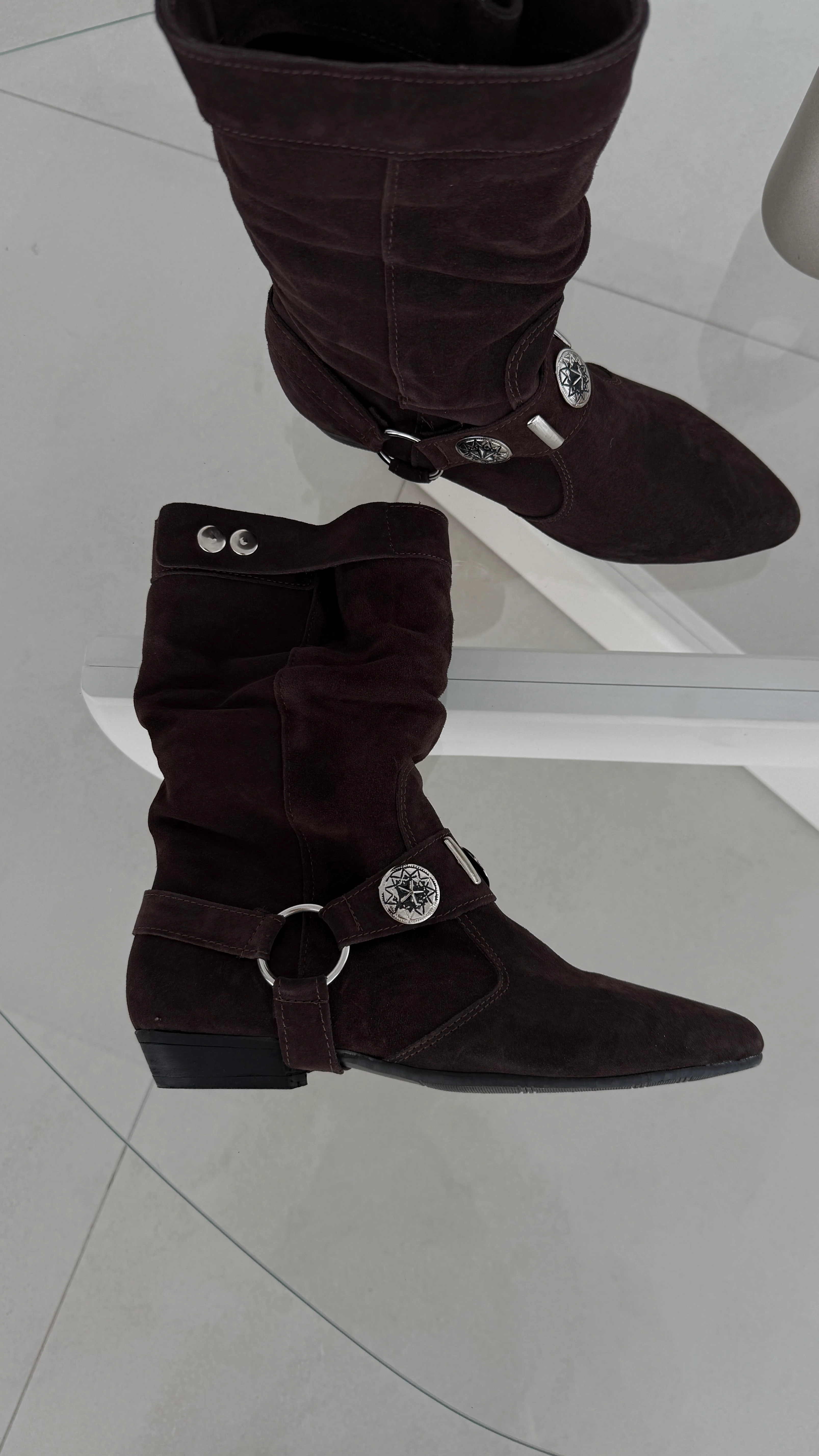 Lara %100 Hakiki Süet Deri Western Bot 