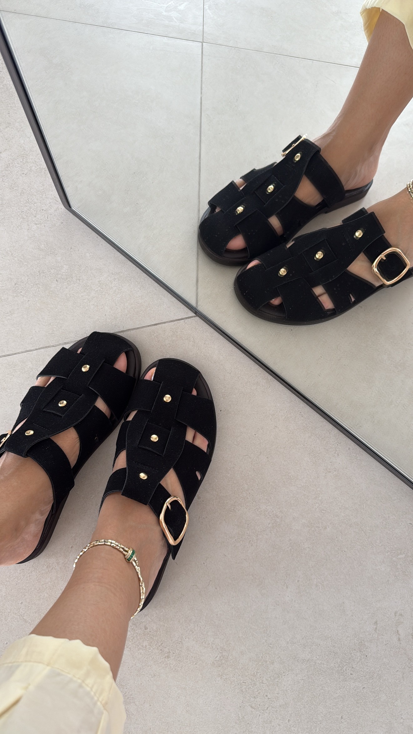 Siyah Renk Suni Süet Premium Sandalet