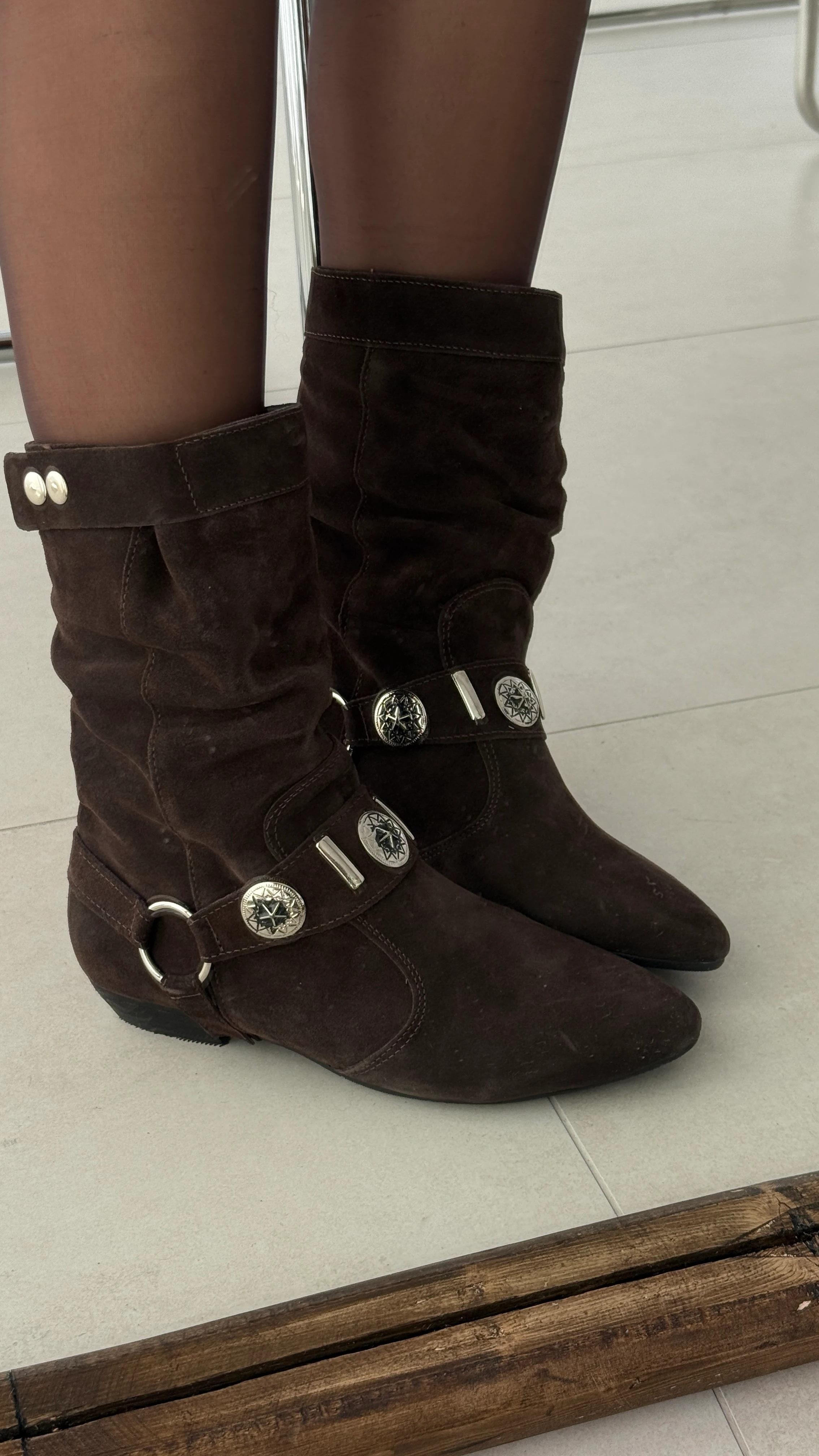 Lara %100 Hakiki Süet Deri Western Bot 