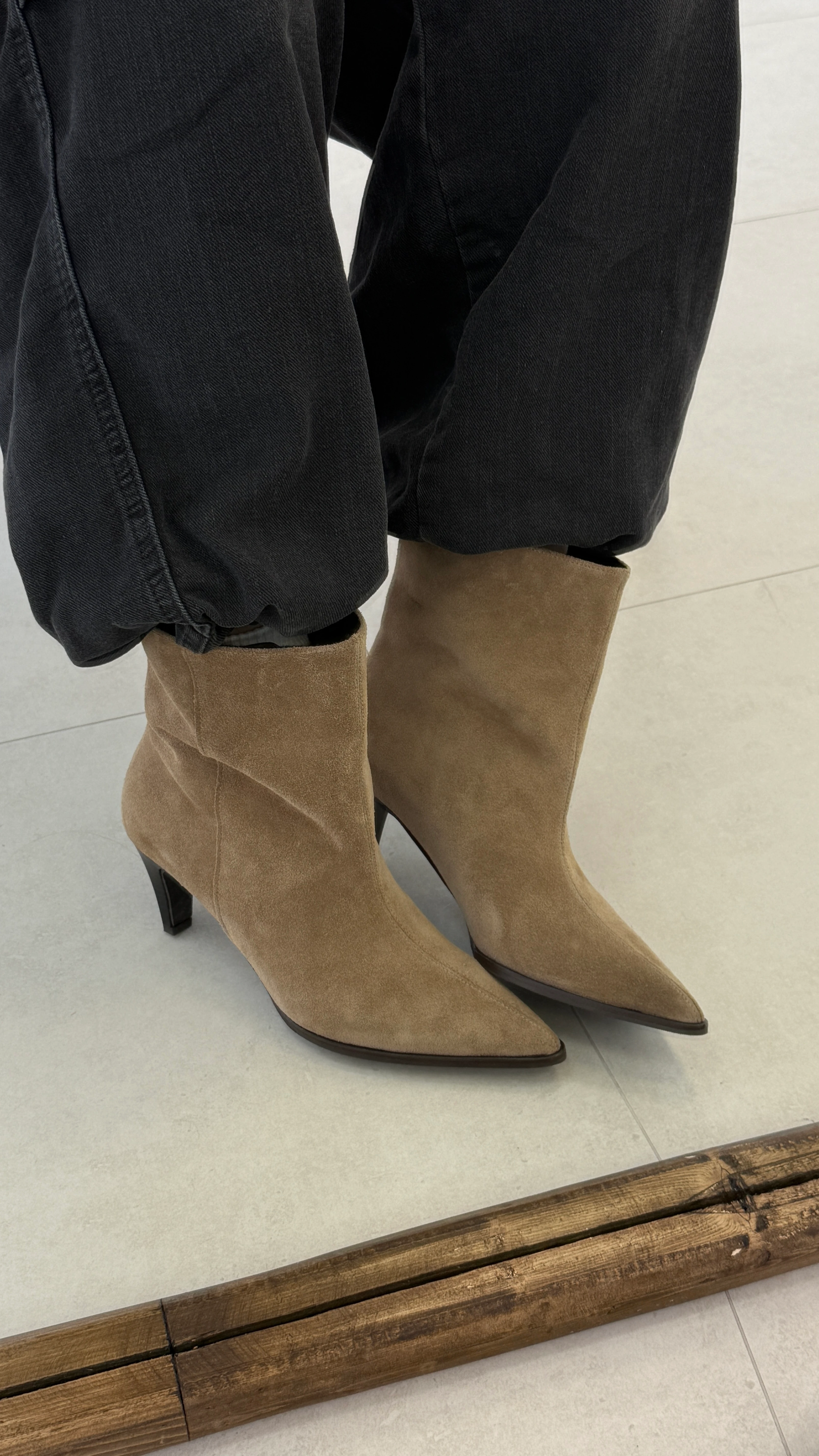 Bella Hakiki Deri Süet Bootie 