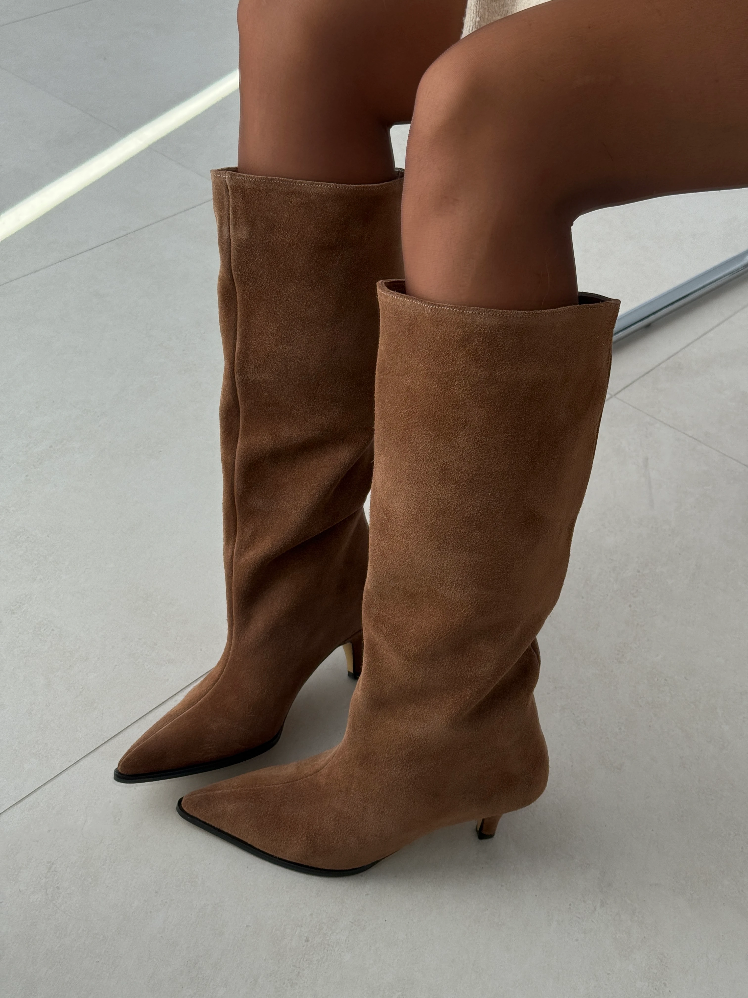 Kamilla Hakiki Deri Kahve Süet Çizme