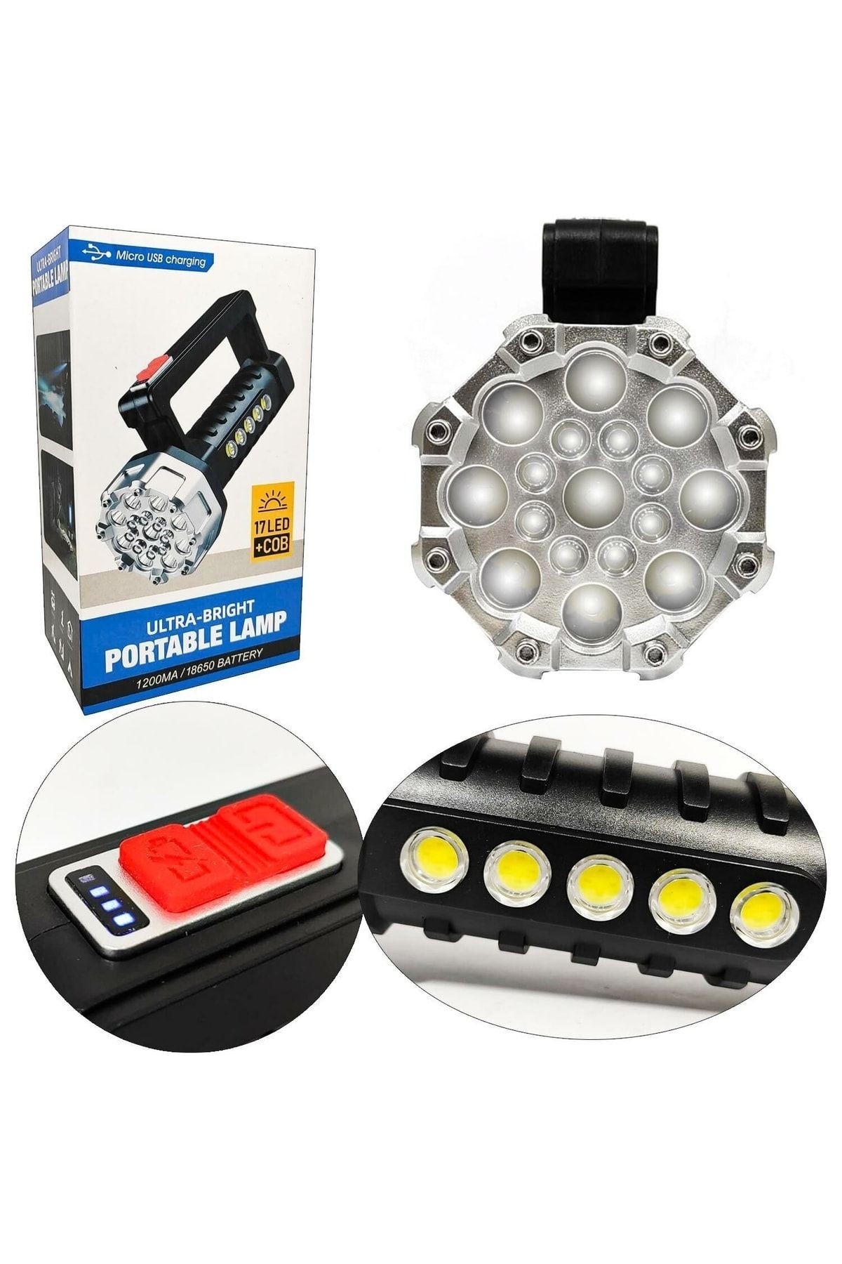 El Feneri? Şarjli 17led+5cob Led Ranchi Rc-3030