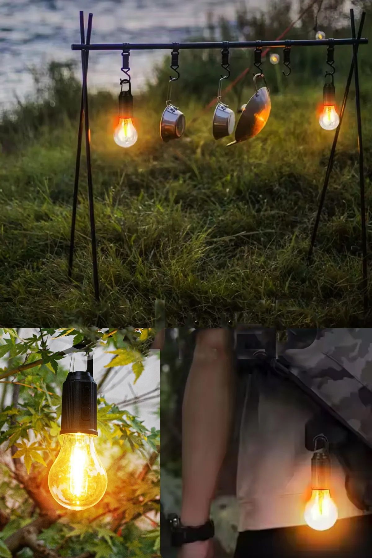 Taşınabilir Şarjlı Led Ampül Outdoor Kamp Bahçe Lambası 10W Askılı Kırılmaz Led Işık Yeni