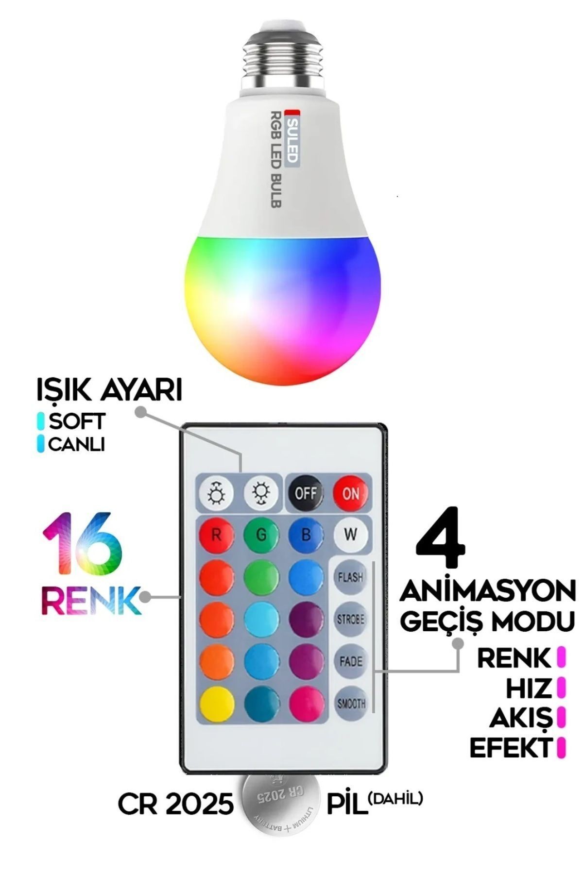 Rgb Led Lamba Kumandalı Ambiyans Aydınlatma