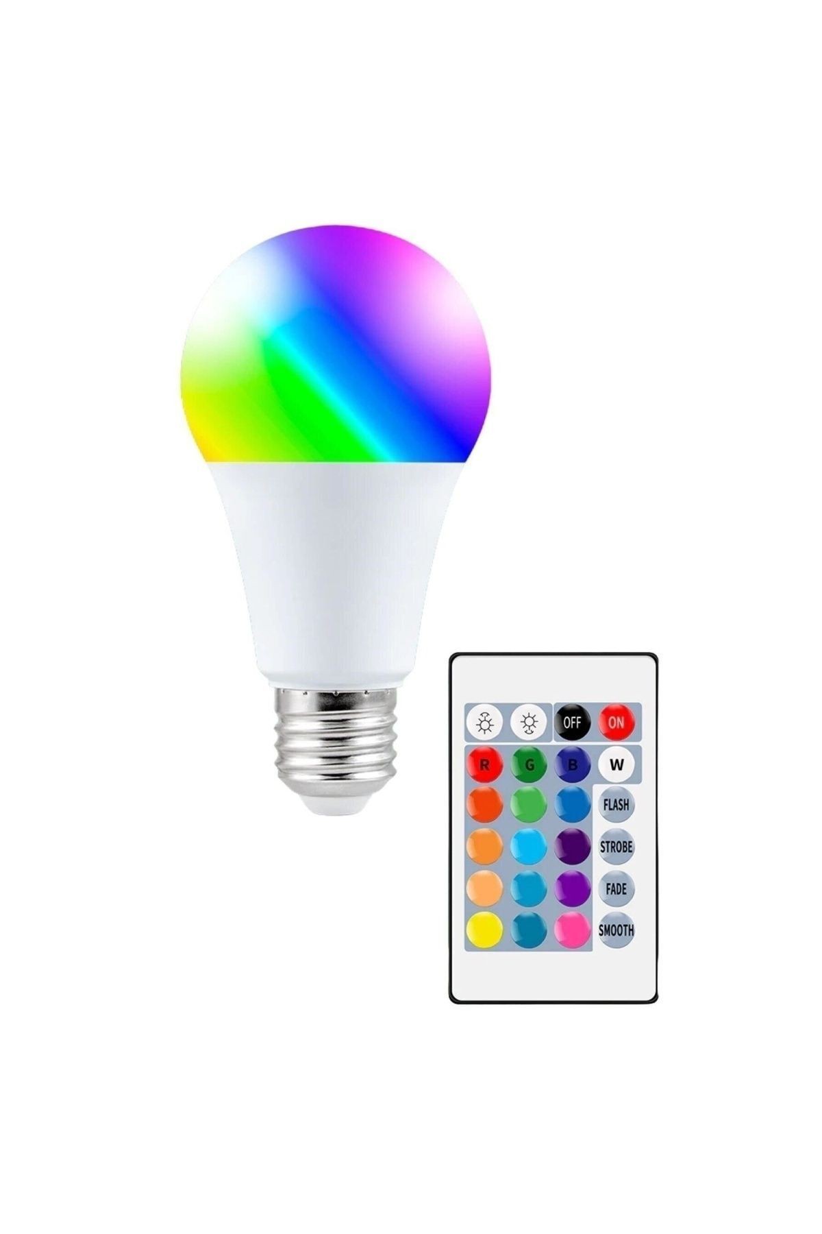 Led Uzaktan Kumandalı Renk Değiştiren Ampul Rgb 9w Beyaz Lamba Ve Renkli Ampul