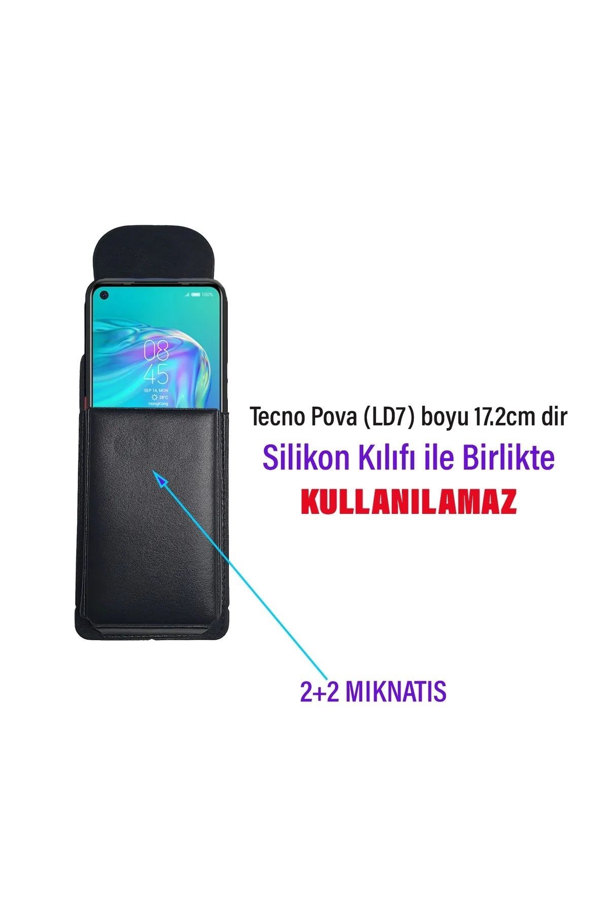 Tecno Pova (LD7) Uyumlu Kılıfı Bel Kemer Kılıfı 17cm