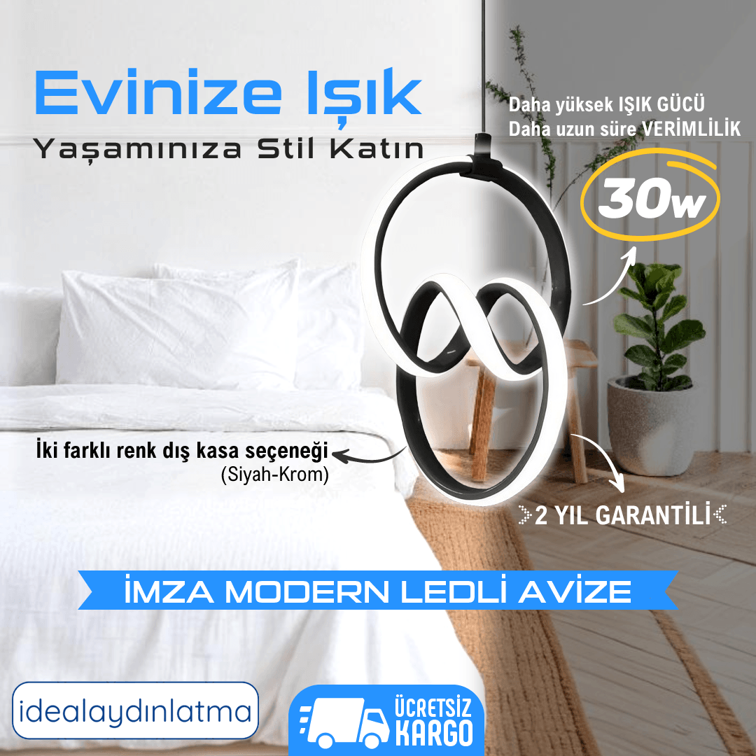 İmza Modern Ledli Avize 30W Beyaz Işık