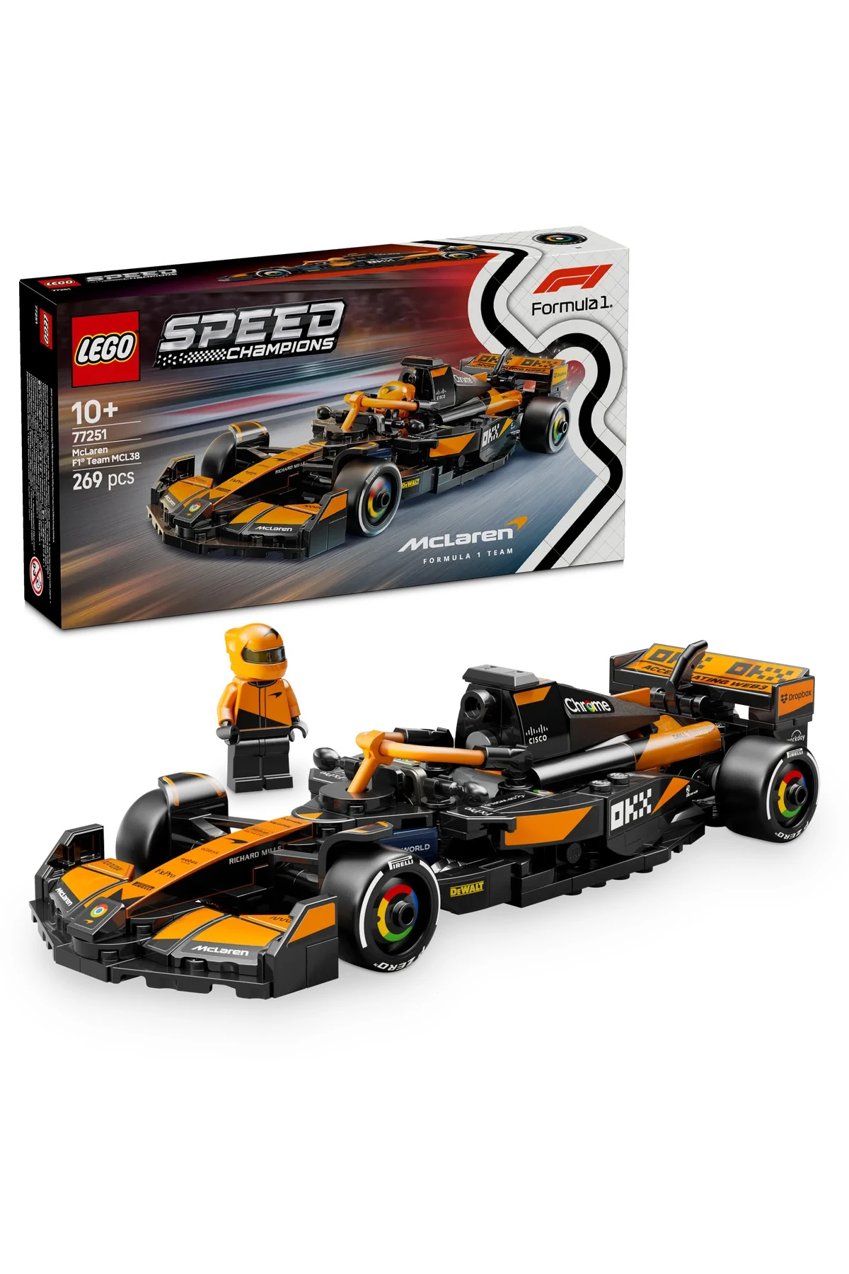 ® Speed Champions McLaren F1® Team MCL38 Yarış Arabası 77251 - 10+ Oyuncak Yapım Seti (269P)