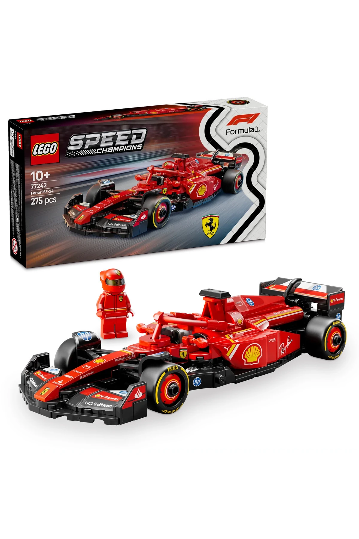 ® Speed Champions Ferrari SF-24 F1® Yarış Arabası 77242 - 10+ Oyuncak Model Yapım Seti (275Pr)
