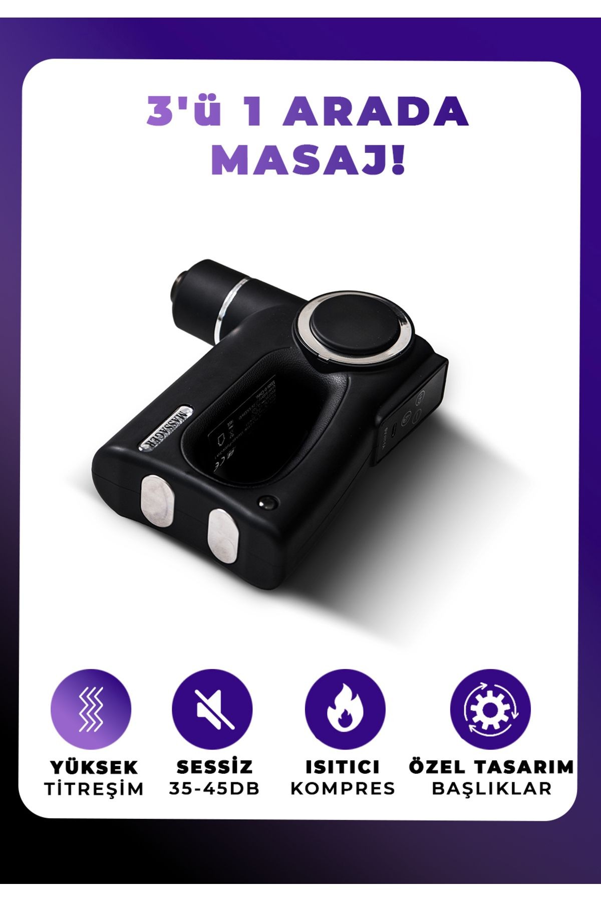 Premium 3in1 Isıtmalı Yüksek Titreşimli Masaj Aleti Bandajı ile | Sessiz ve Etkili