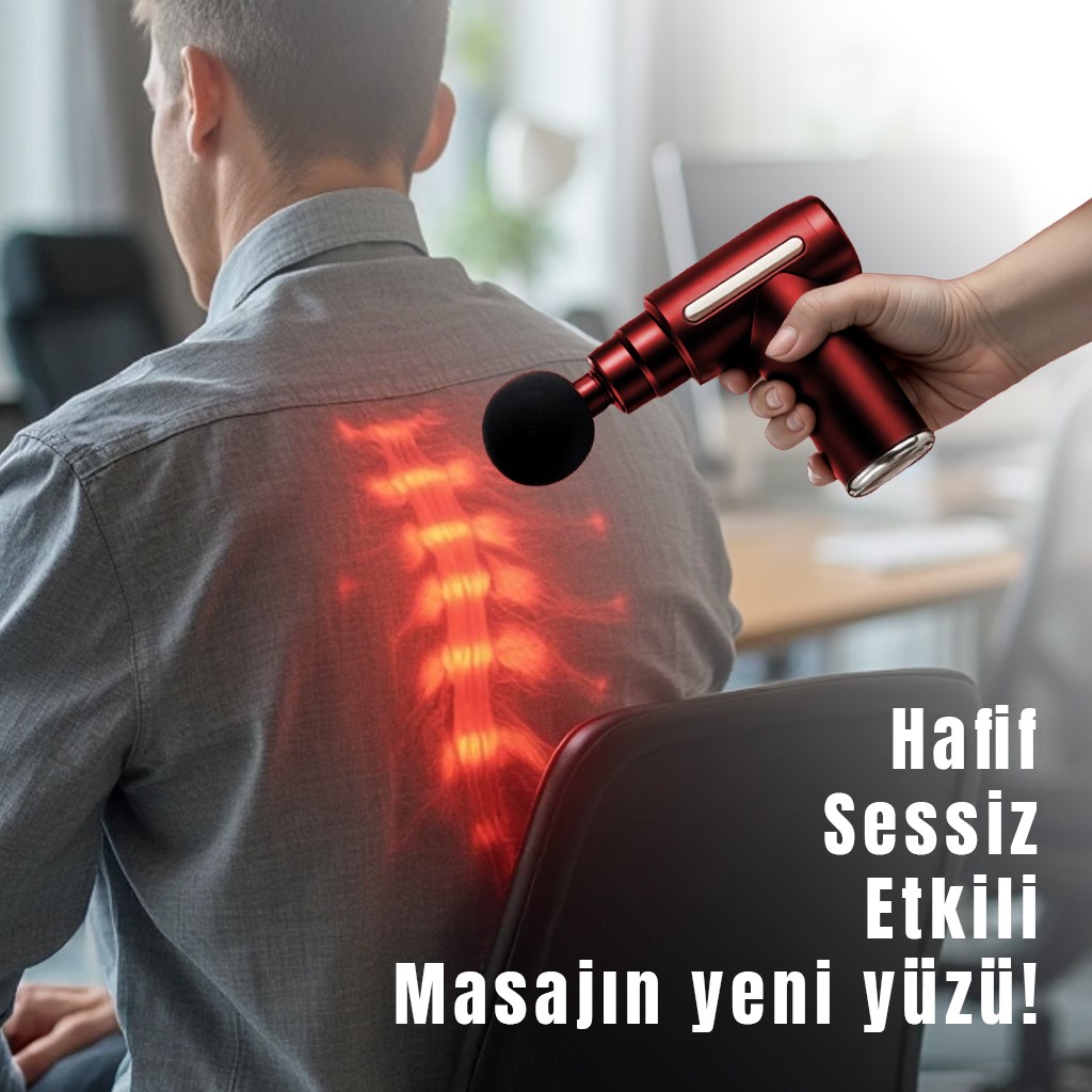Darbeli Titreşimli Şarjlı Sporcu Masaj Tabancası Masaj Aleti Kas Rahatlatıcı Egzersiz Alet