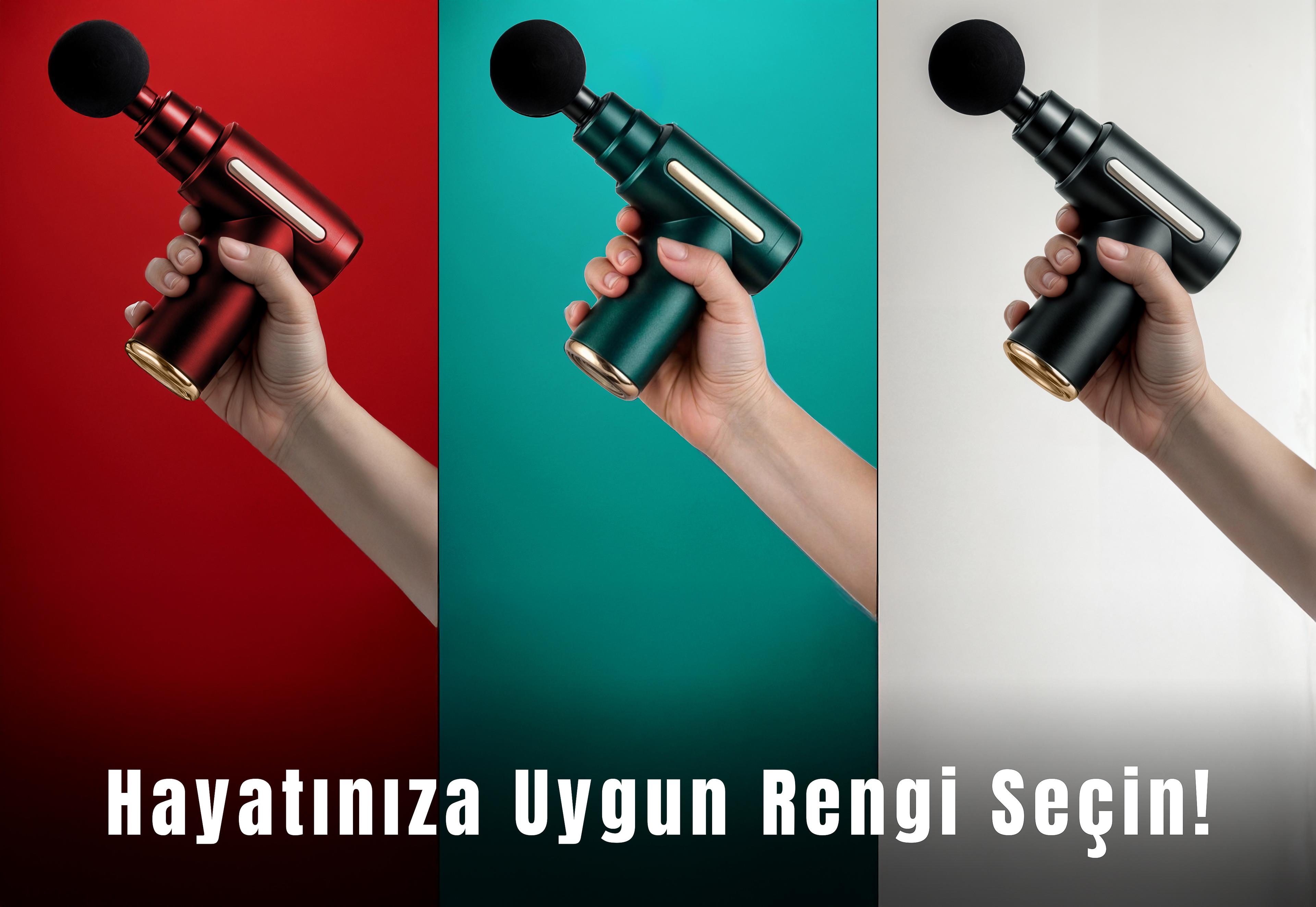 Darbeli Titreşimli Şarjlı Sporcu Masaj Tabancası Masaj Aleti Kas Rahatlatıcı Egzersiz Alet