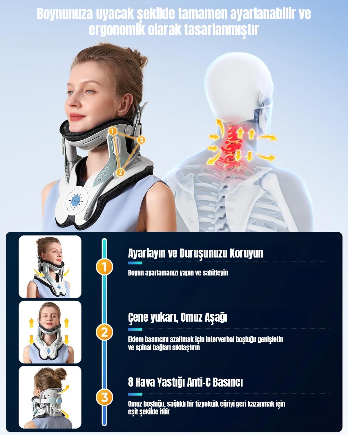 Boyun Traksiyon Cihazı, Boyun Fıtığı, Boyun Düzleşmesi, Boyun Tutulması, Boyun Ortopedik Destek