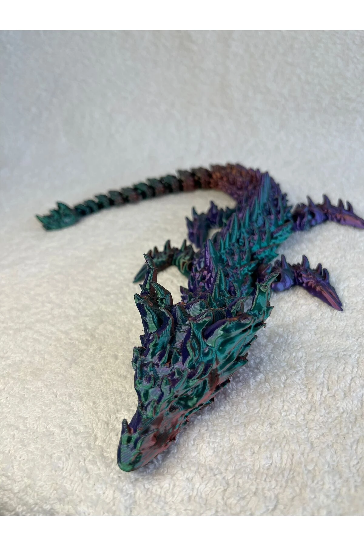 🐉 3D Baskı 3 Renkli Renk Değiştiren Ejderha – 42 cm, Hareketli Eklemler, Koleksiyon Figürü