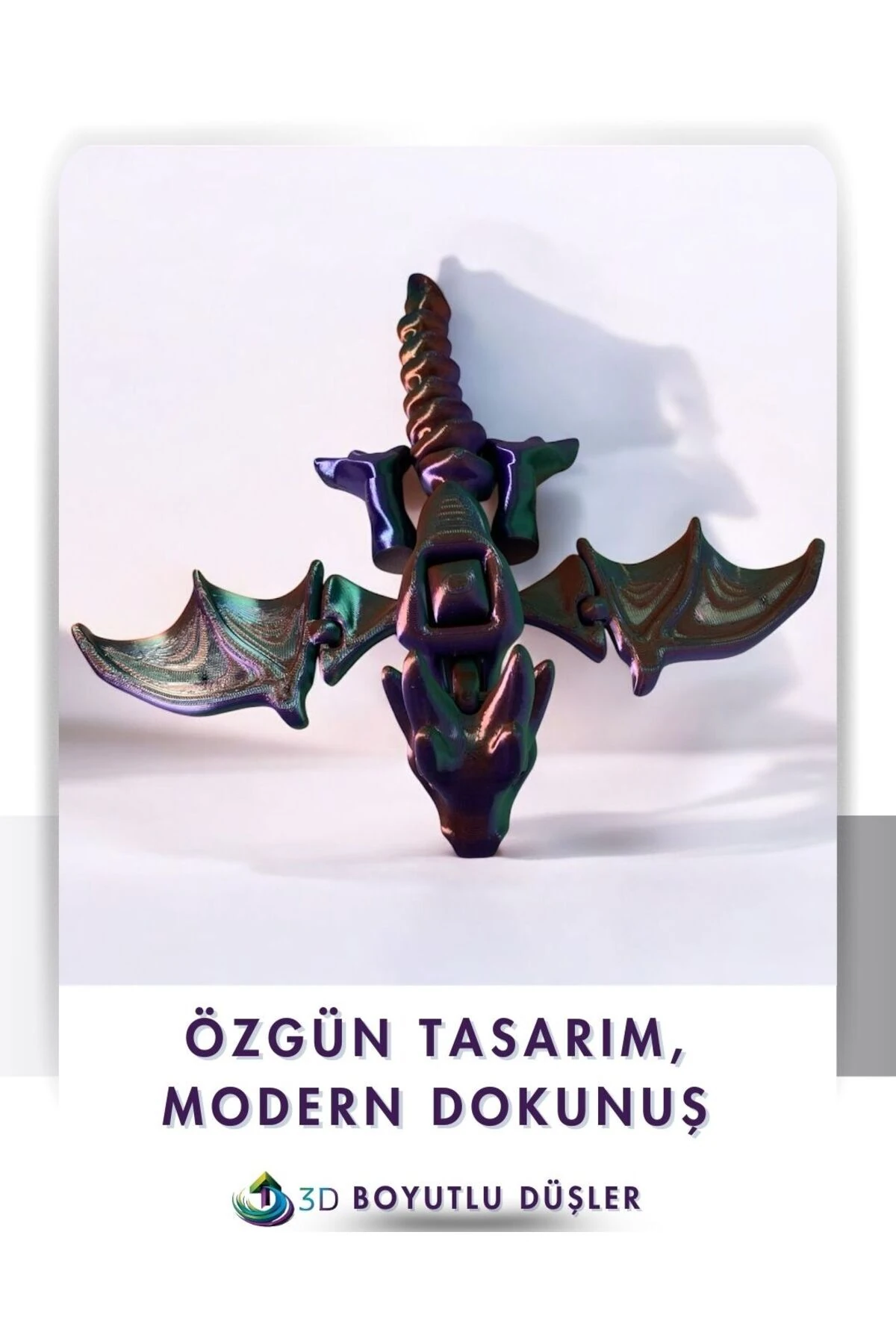 Renk Değiştiren Ejderha 3 Renkli Mavi Kırmızı Sarı Yeşil Mor Hareketli Figür Oyuncak