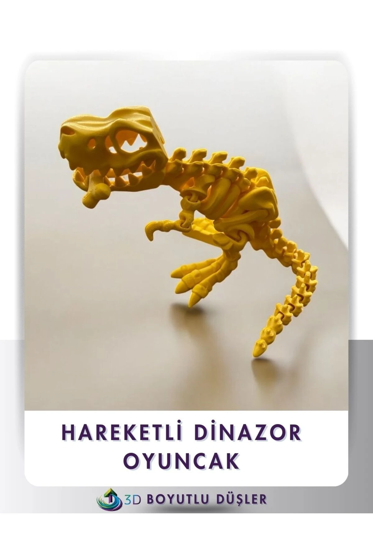 🦖 3D Baskı Hareketli T-Rex Dinozor Oyuncak | 30 cm El Yapımı Eklemleri Oynayan Dekoratif Figür