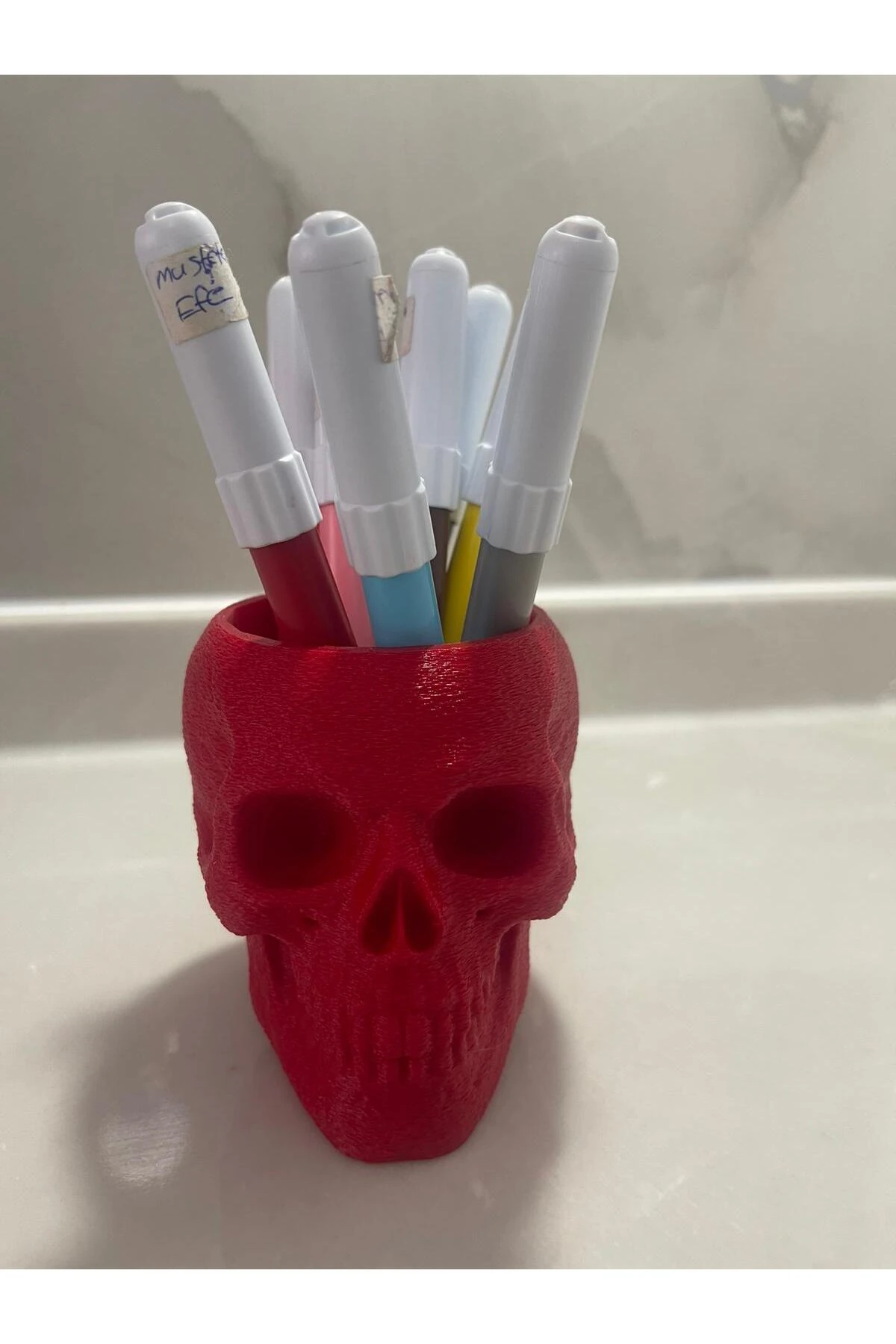 3D Baskı Kuru Kafa Tasarım Masaüstü Kalemlik Organizer