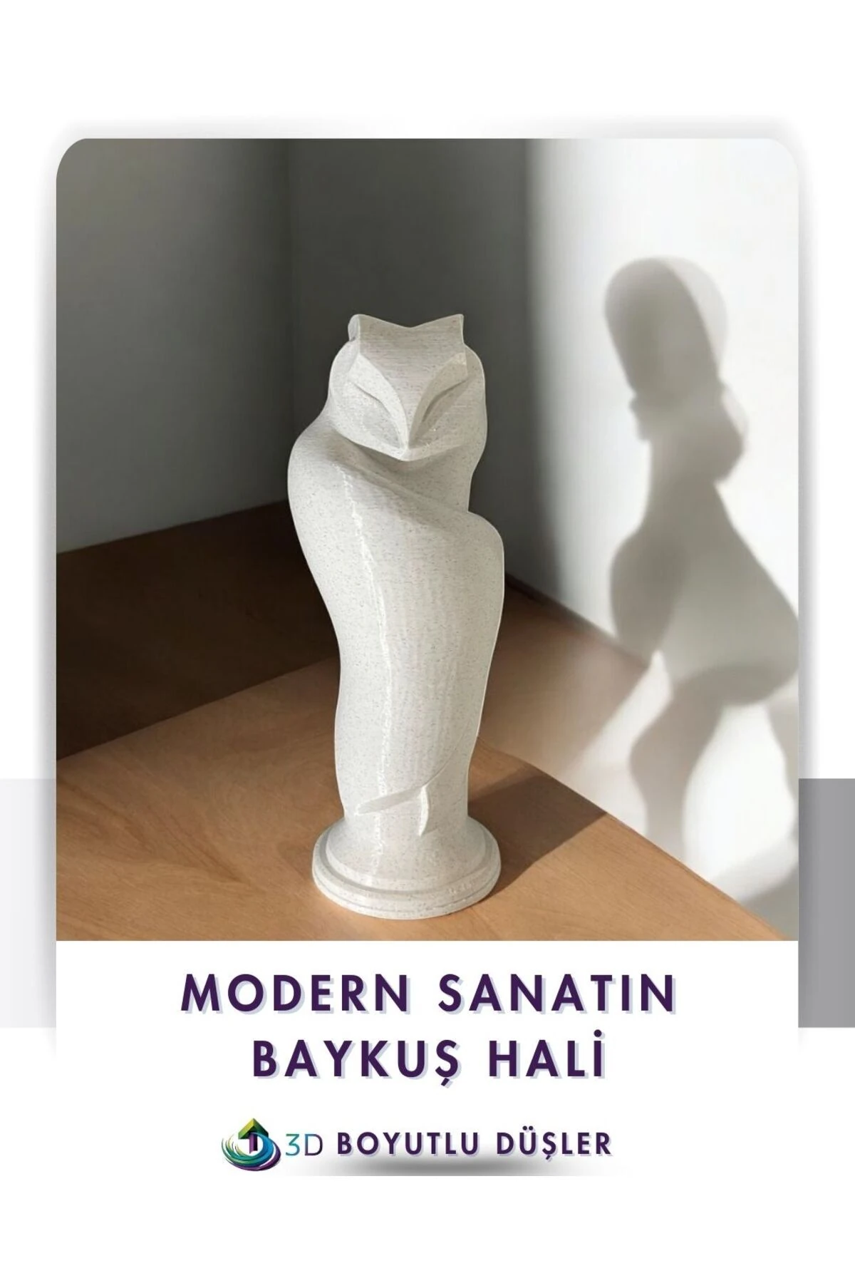 Baykuş -Mermer Desen - Dekoratif Obje - Biblo-FİGÜR