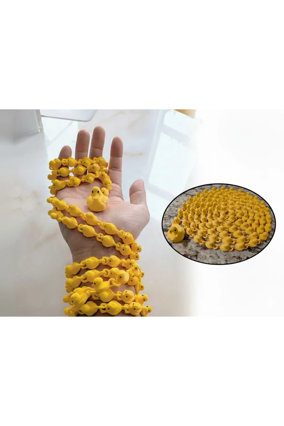 Nehir Gerdanlığı' Eklemli Sarı Ördek Zinciri - 2.5 Metre Esnek Dekoratif Oyuncak