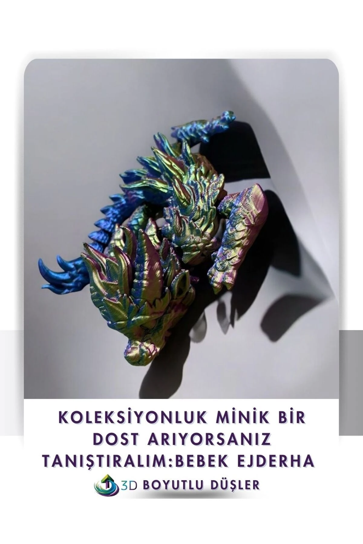 3D Baskı Renk Değiştiren Bebek Ejderha Figür | 30 cm Hareketli Dekoratif Model