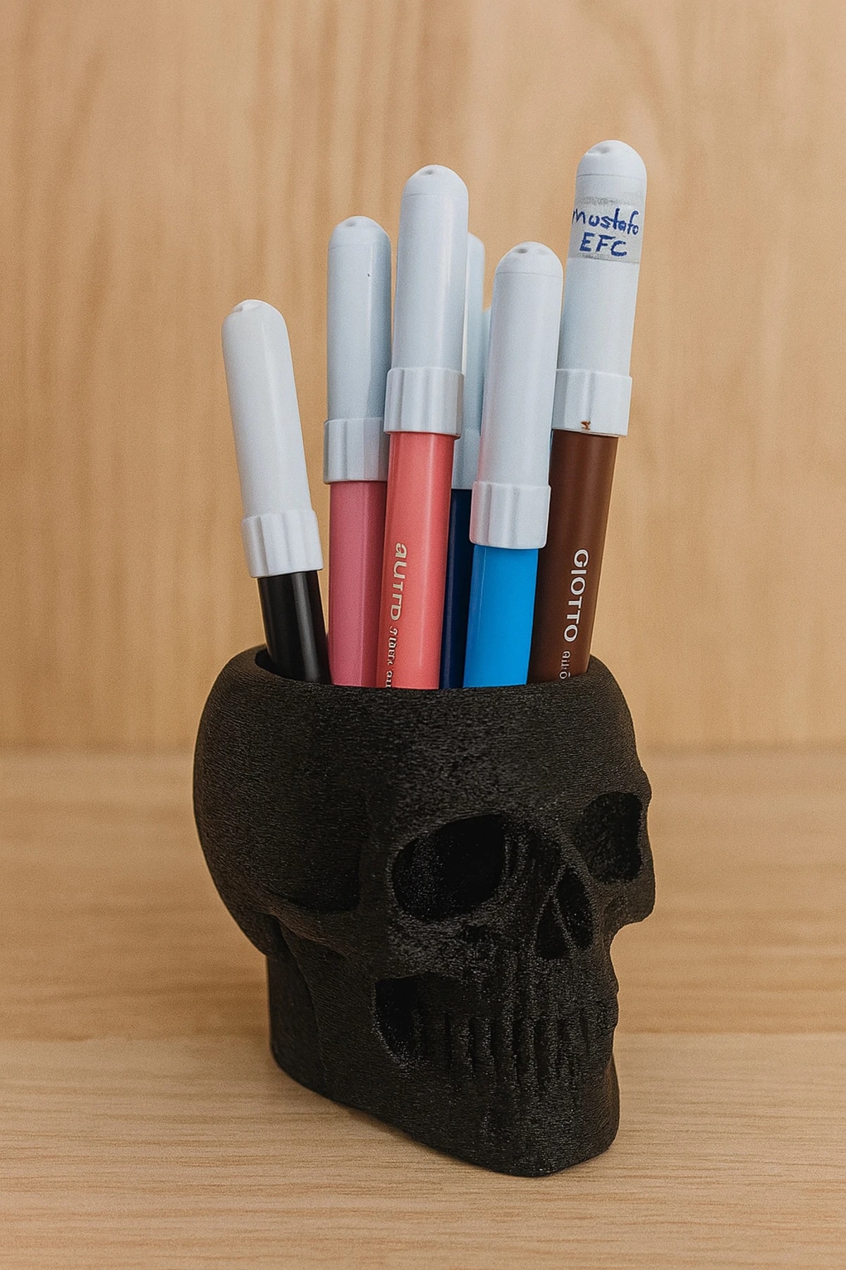 3D Baskı Kuru Kafa Tasarım Masaüstü Kalemlik Organizer