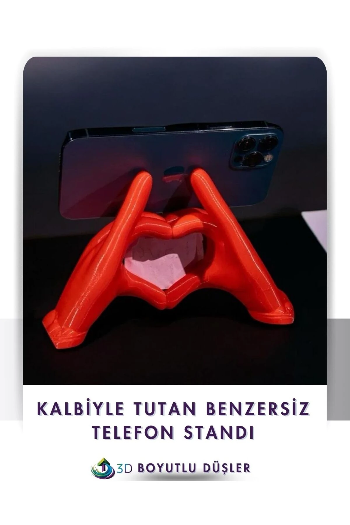 Kalp Eller Telefon Tutacağı Ve Fotograf Çerçevesi