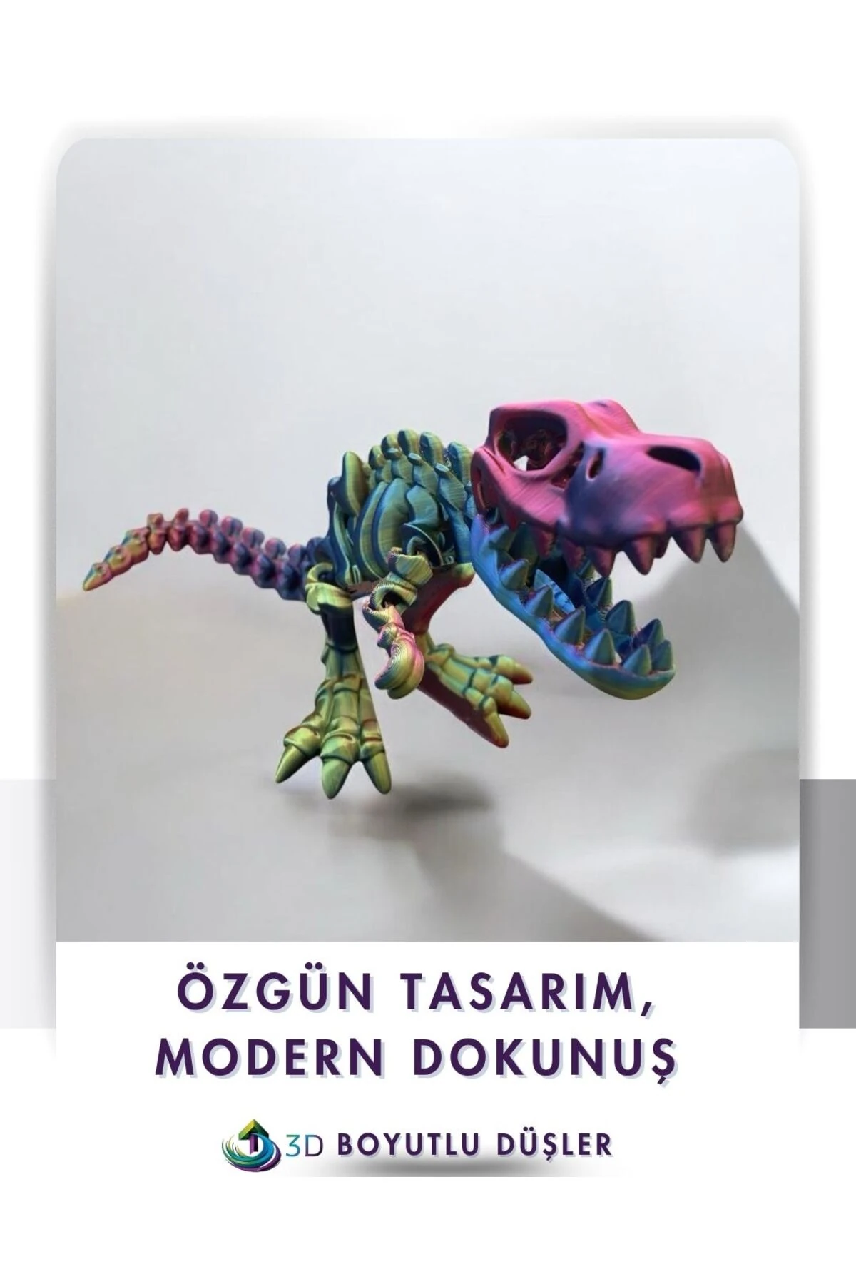 🦖 Sevimli İskelet Trex - 3D Hareketli T-Rex Dinozor Oyuncak (3 Renkli, Tam Hareketli – 30 cm)
