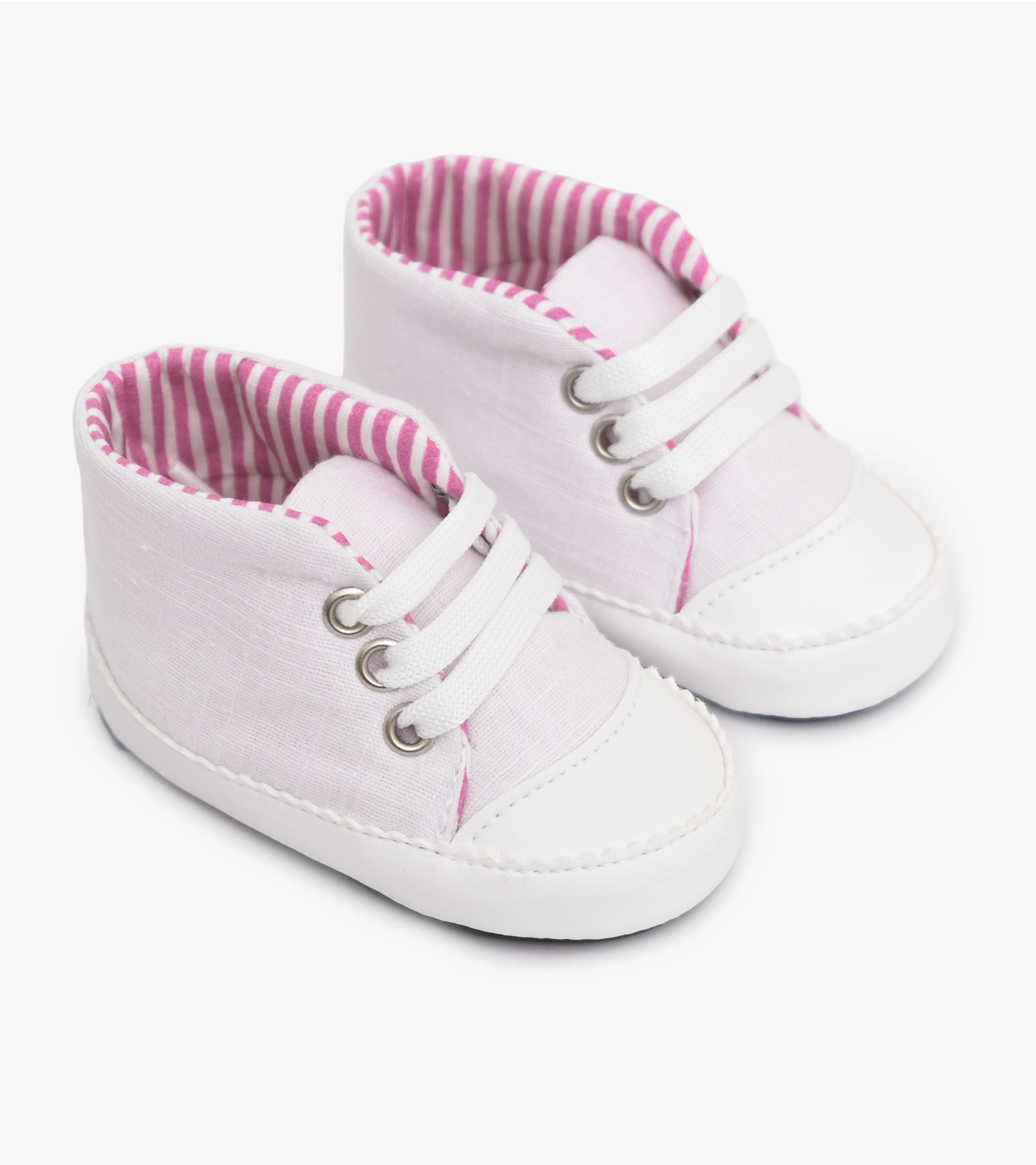 İlk Adım Ayakkabısı - Pembe Beyaz Çizgili
