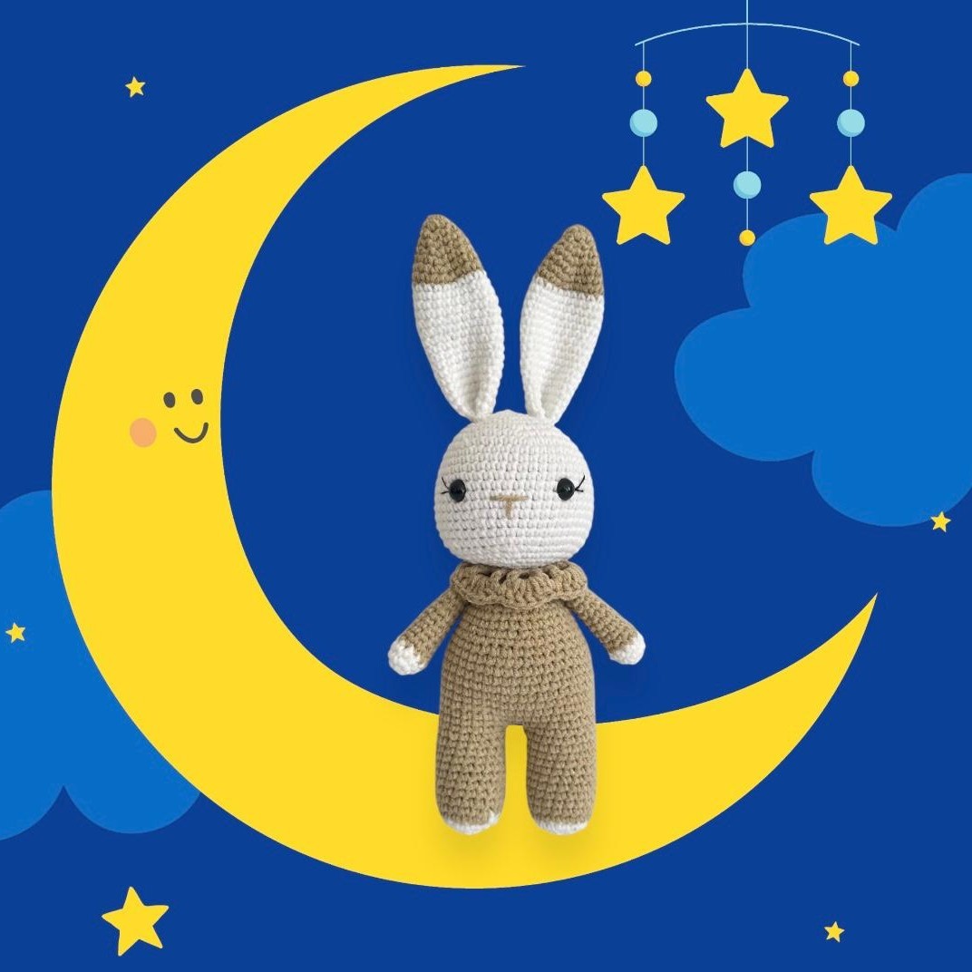 Amigurumi Organik Örgü Oyuncak Tavşan - Bej