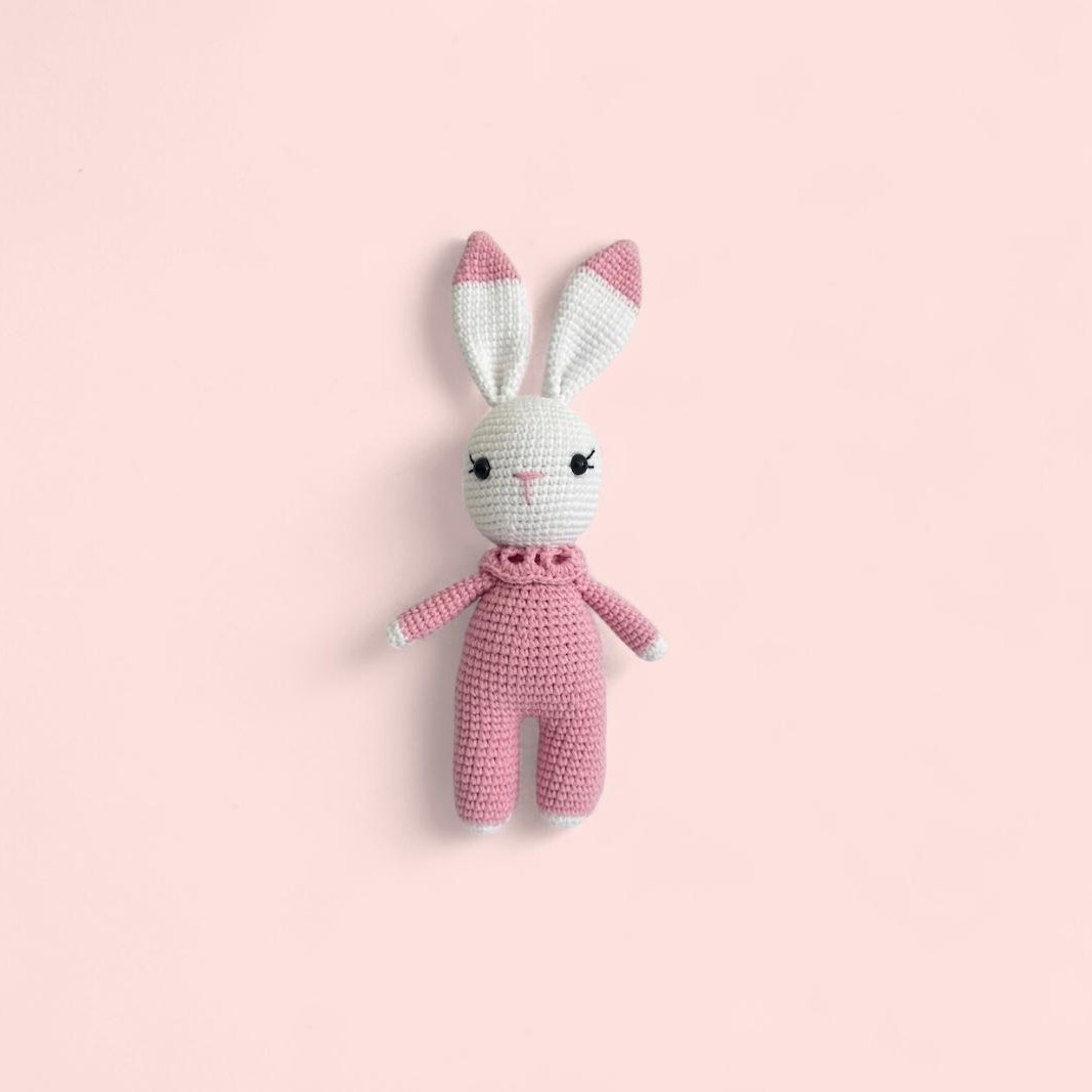Amigurumi Organik Örgü Oyuncak Tavşan - Pembe