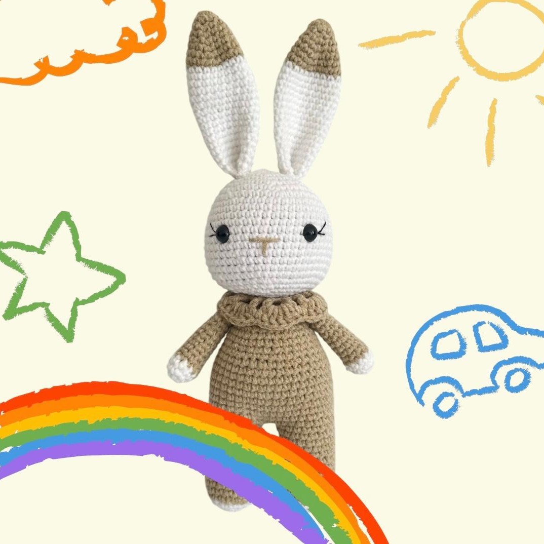 Amigurumi Organik Örgü Oyuncak Tavşan - Bej