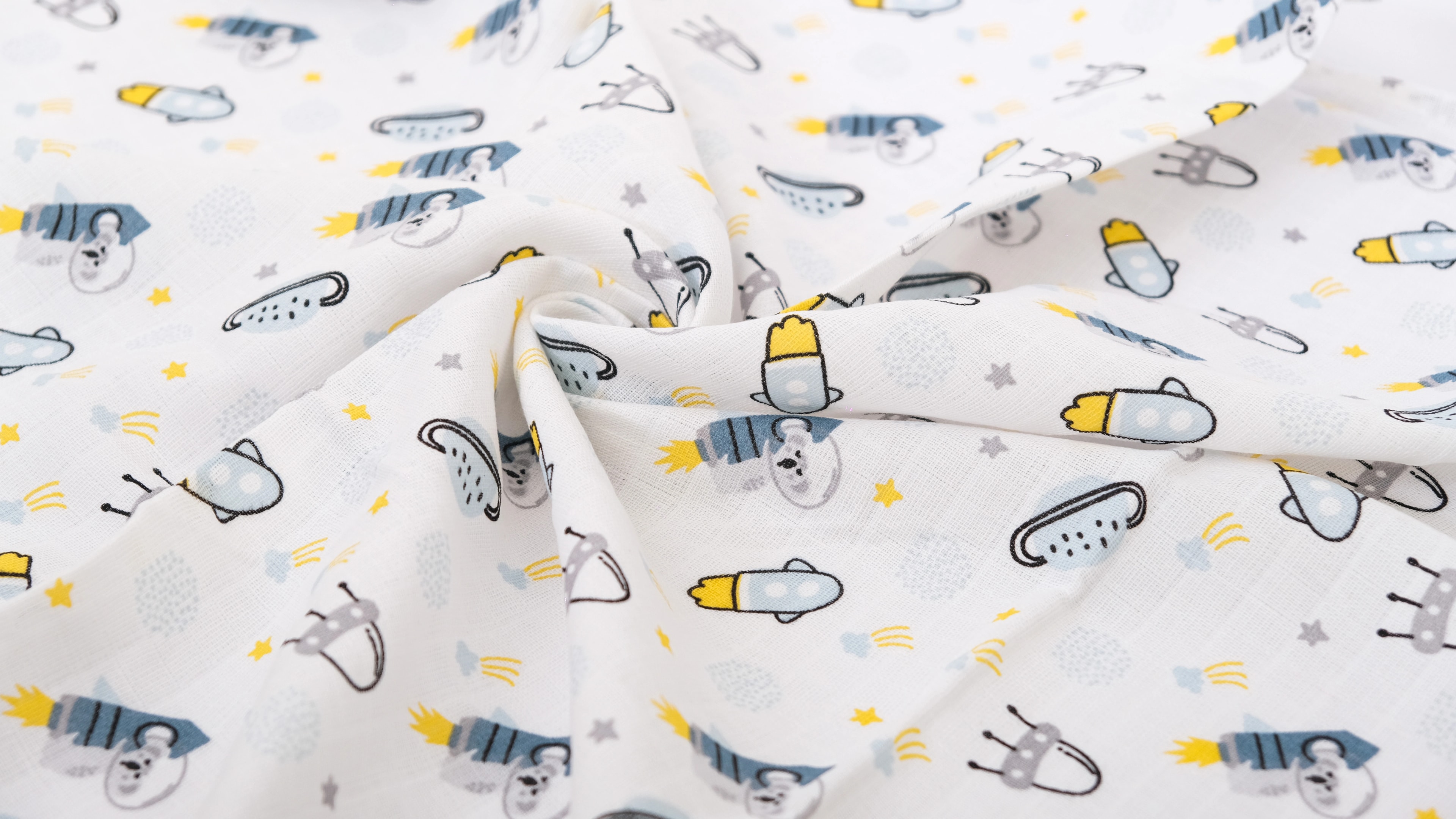 Desenli Müslin Bebek Örtüsü - Ufo