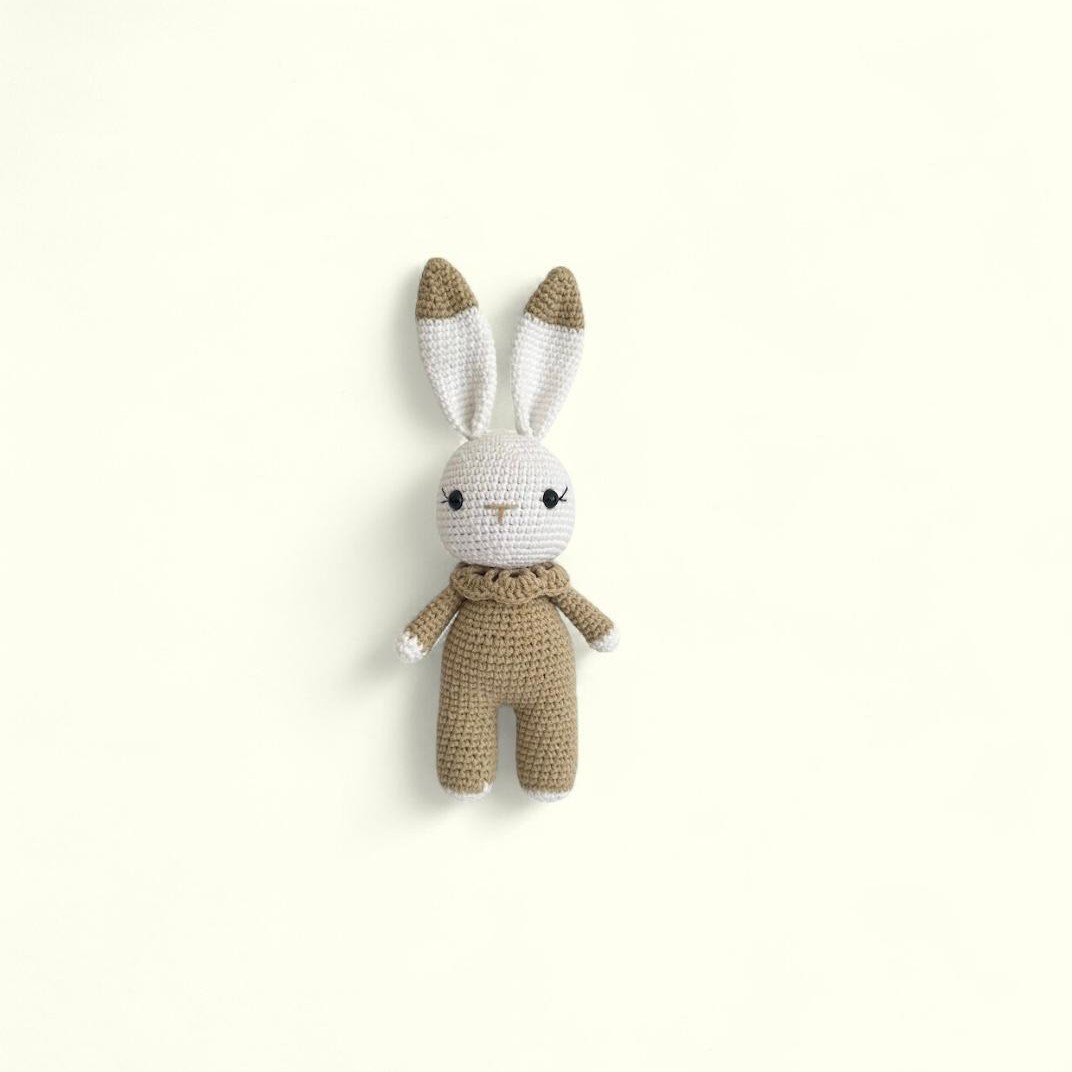 Amigurumi Organik Örgü Oyuncak Tavşan - Bej