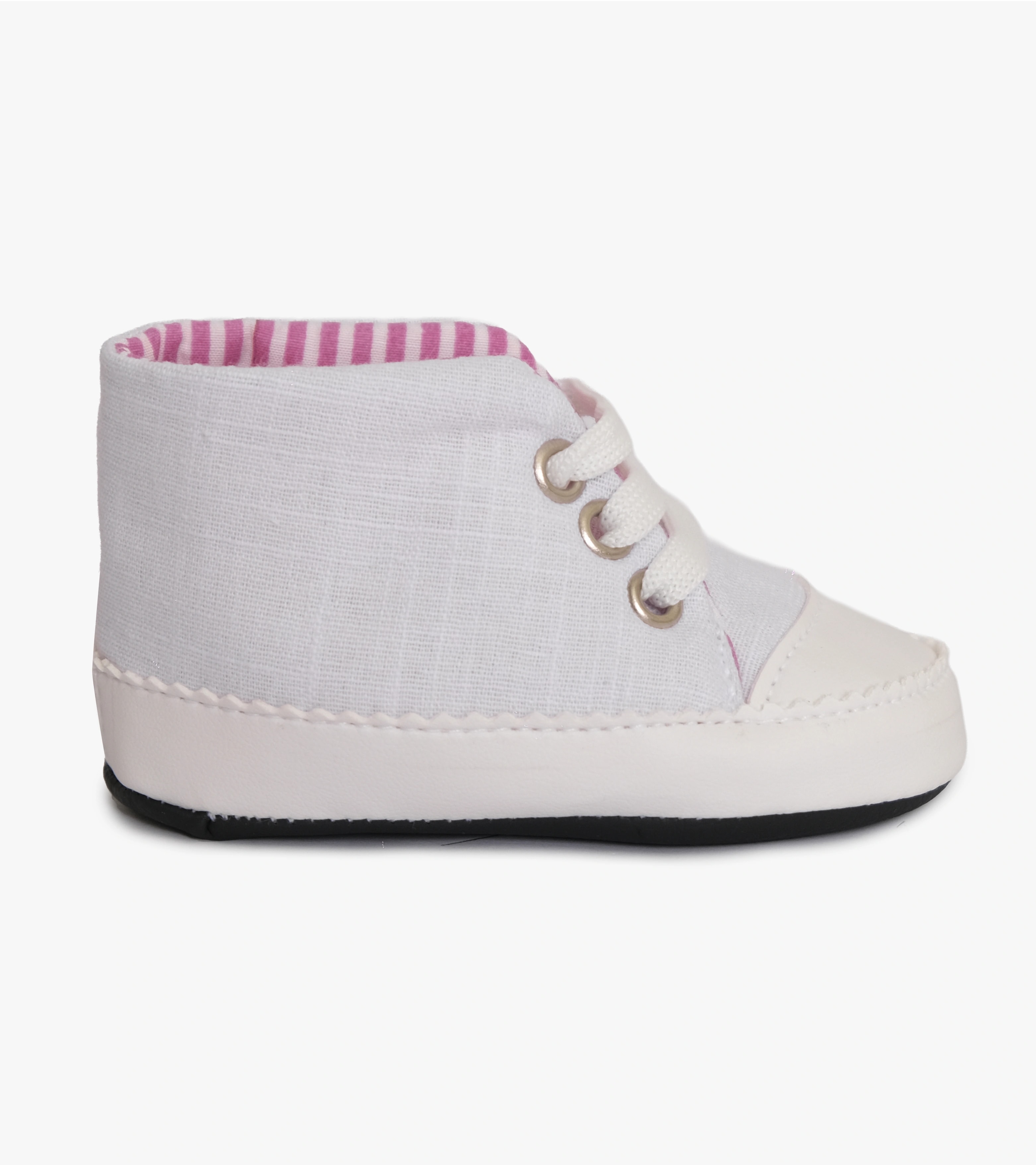 İlk Adım Ayakkabısı - Pembe Beyaz Çizgili