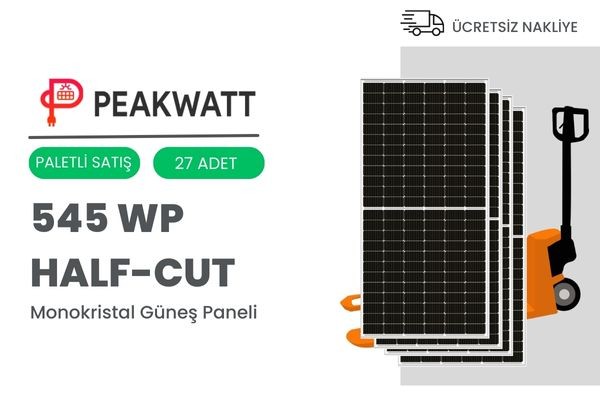 Peakwatt - 545 Watt Half Cut Perc Mono Güneş Paneli - 27 adet