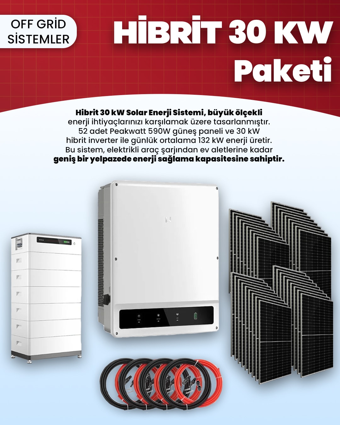 Hibrit 30 kW Solar Enerji Sistemi - Trifaze