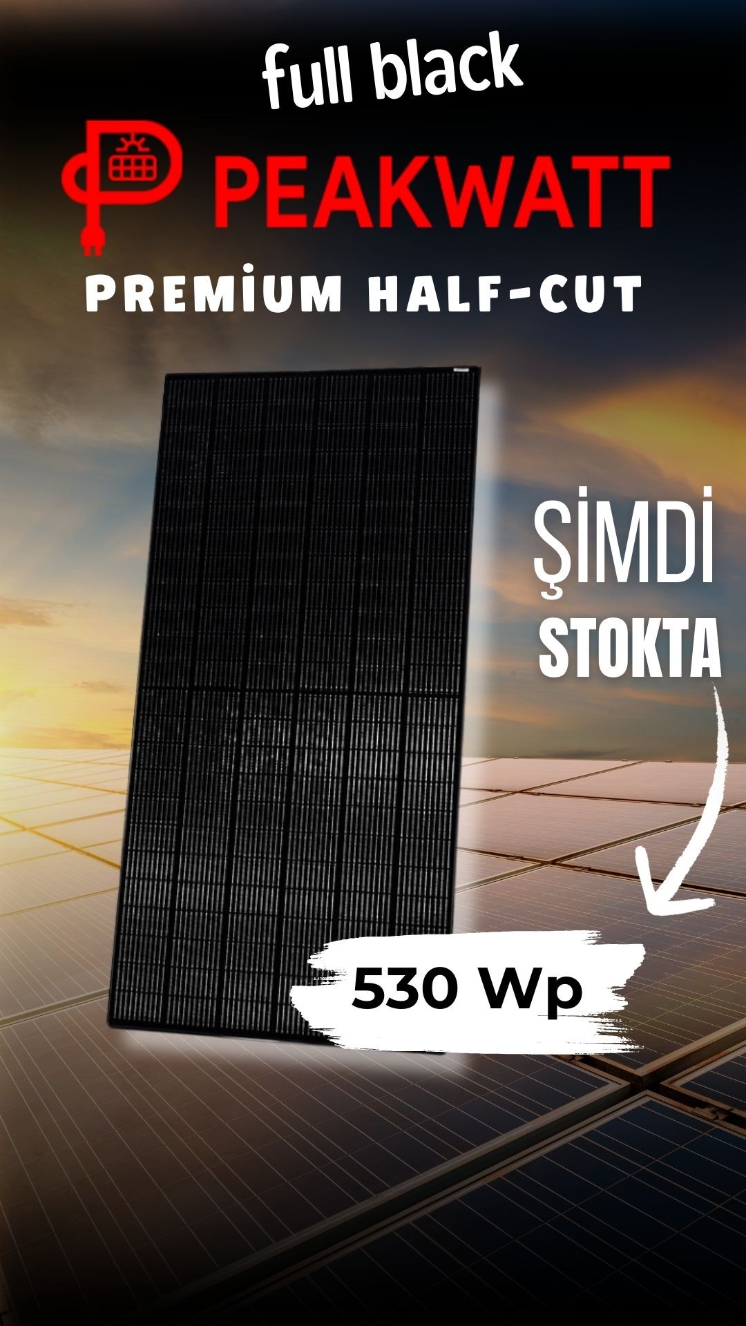 Peakwatt 530 WP Full Black Half-Cut Güneş Enerjisi Paneli