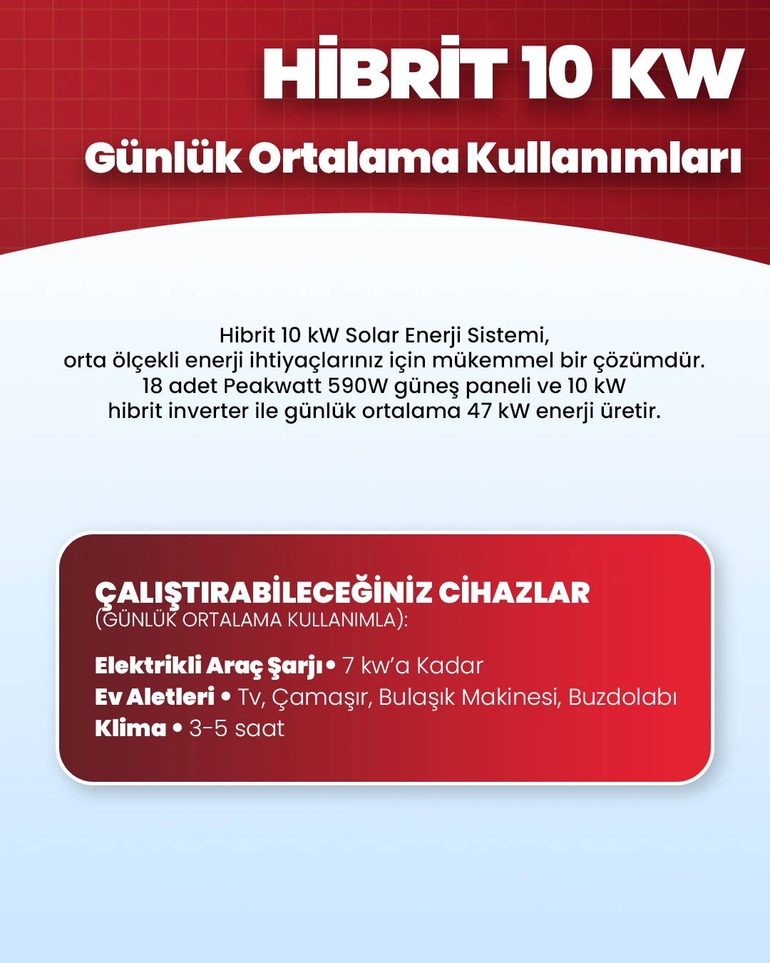 Hibrit 10 kW Solar Enerji Sistemi - Trifaze