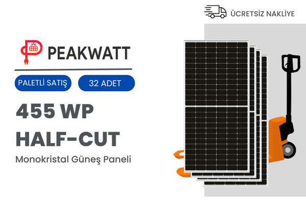 Peakwatt 455 Watt Half Cut Monokristal Güneş Paneli - 32 adet