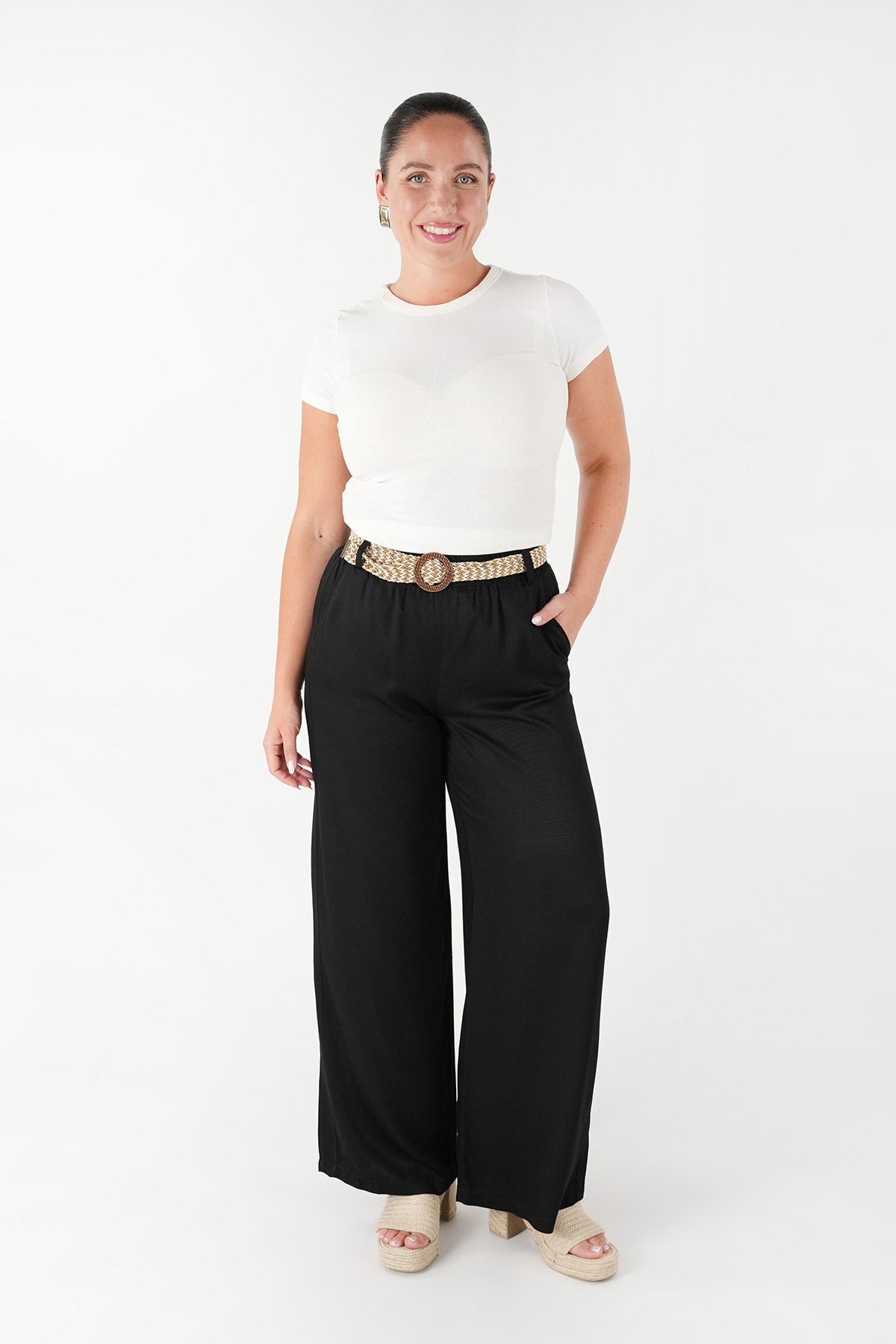 BELİ LASTİKLİ İNCE VİSKON PANTOLON