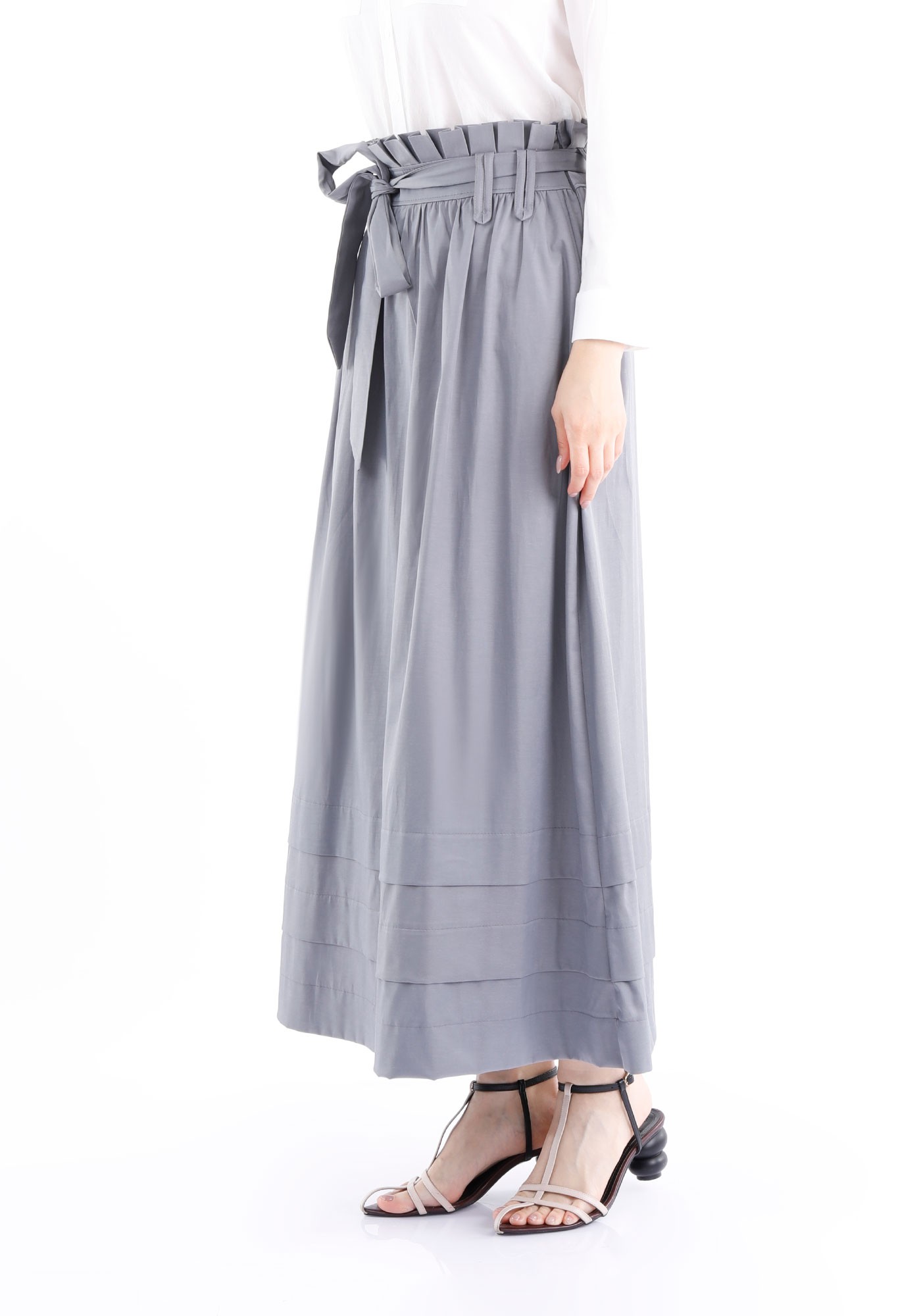 Maxi Long High-Waisted Tied Pocket Skirt