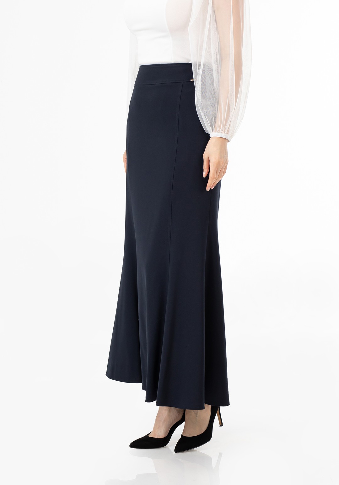 Mermaid-Style Maxi Skirt - NAVY BLUE