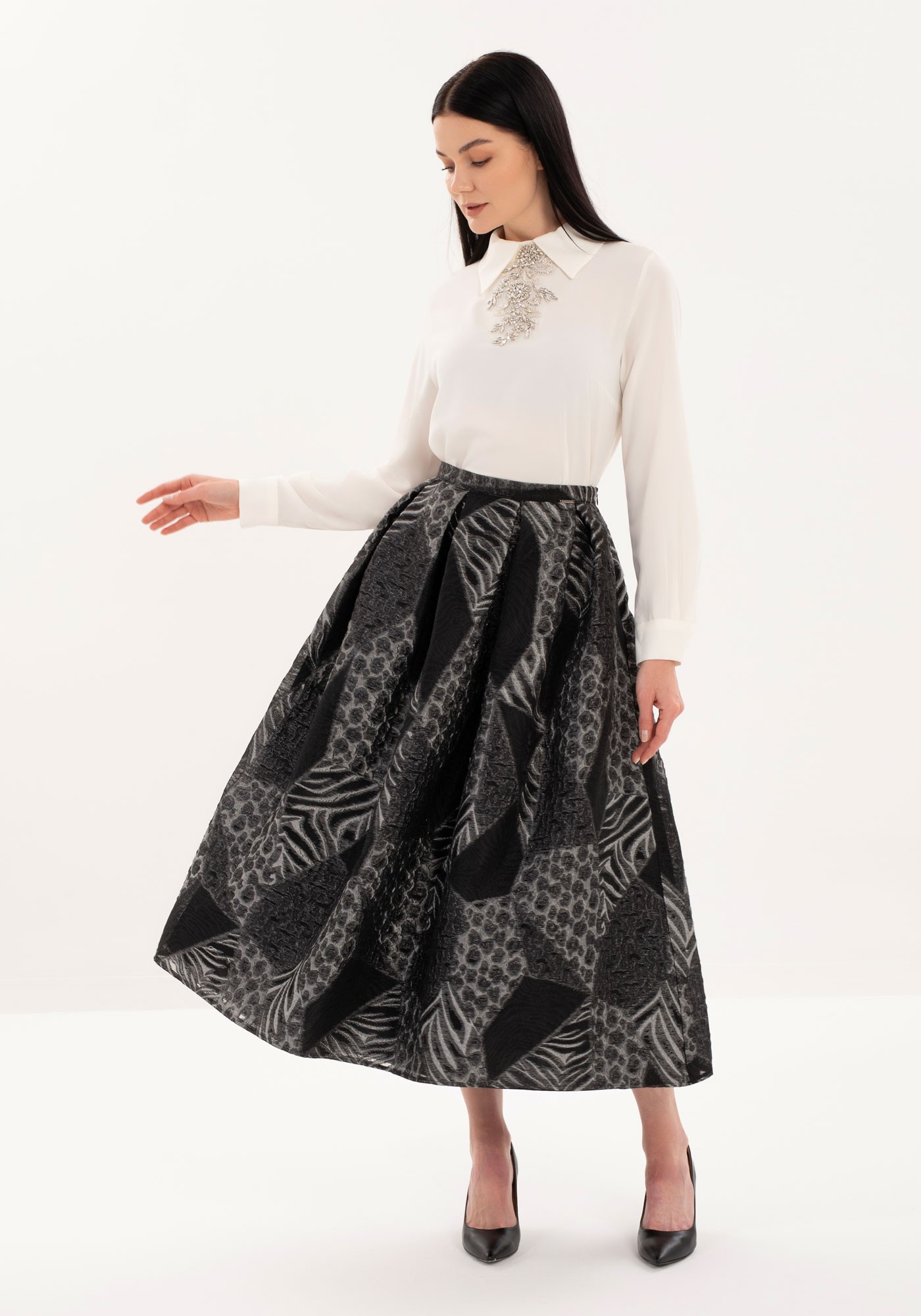 Guzella Premium Organza Pileli Midi (90cm) boy Prenses Etek