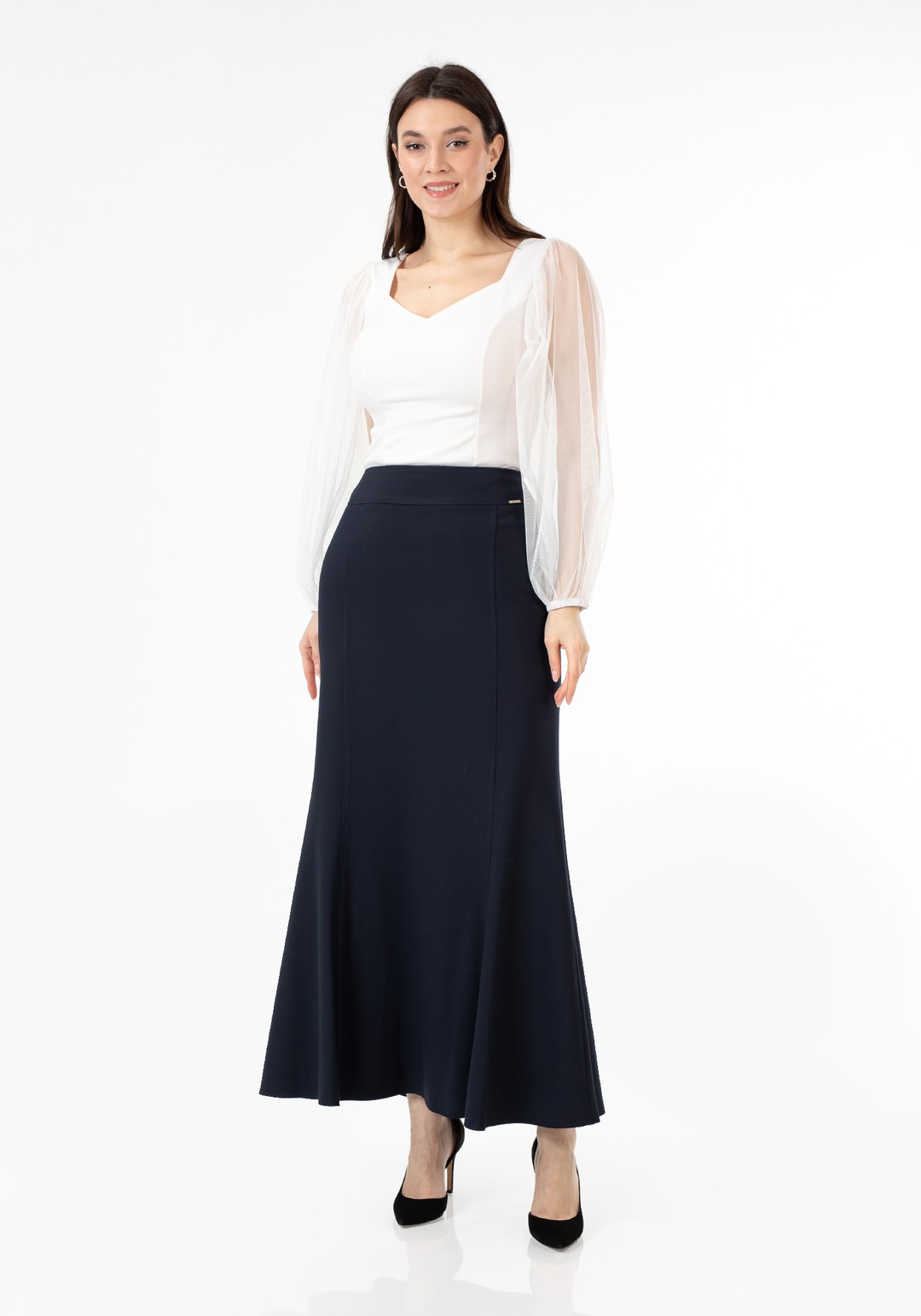 Mermaid-Style Maxi Skirt - NAVY BLUE
