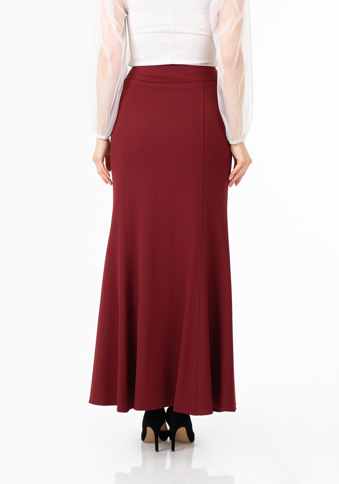 Mermaid-Style Maxi Skirt - BURGUNDY
