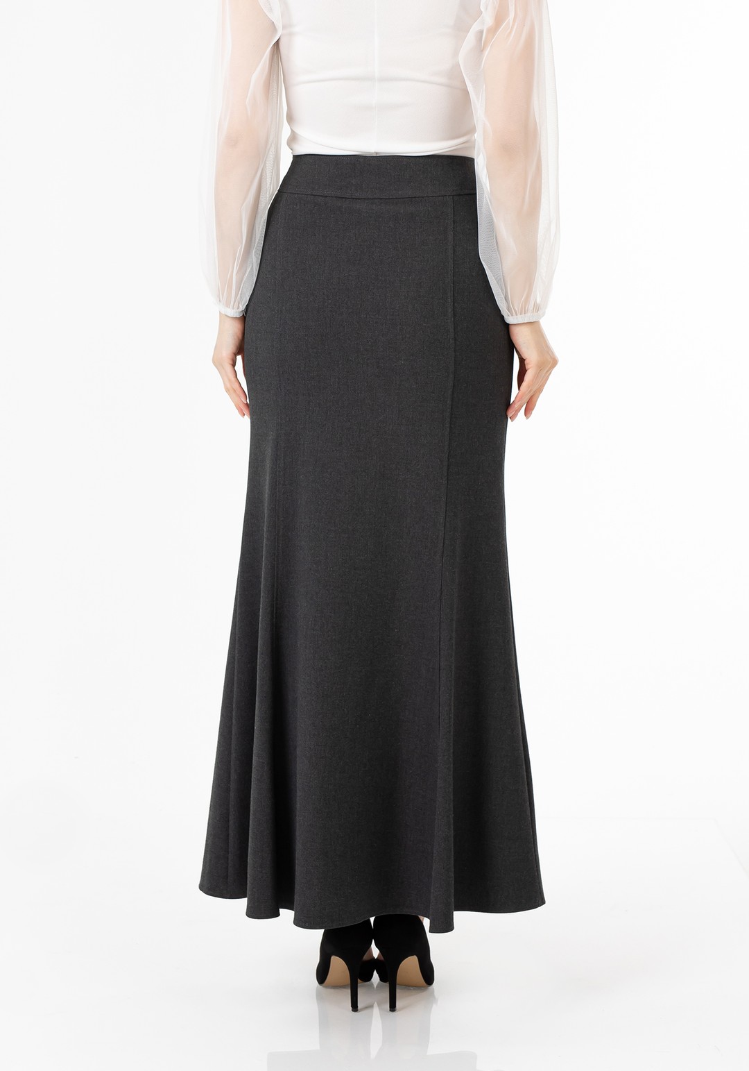 Mermaid-Style Maxi Skirt - ANTHRACITE