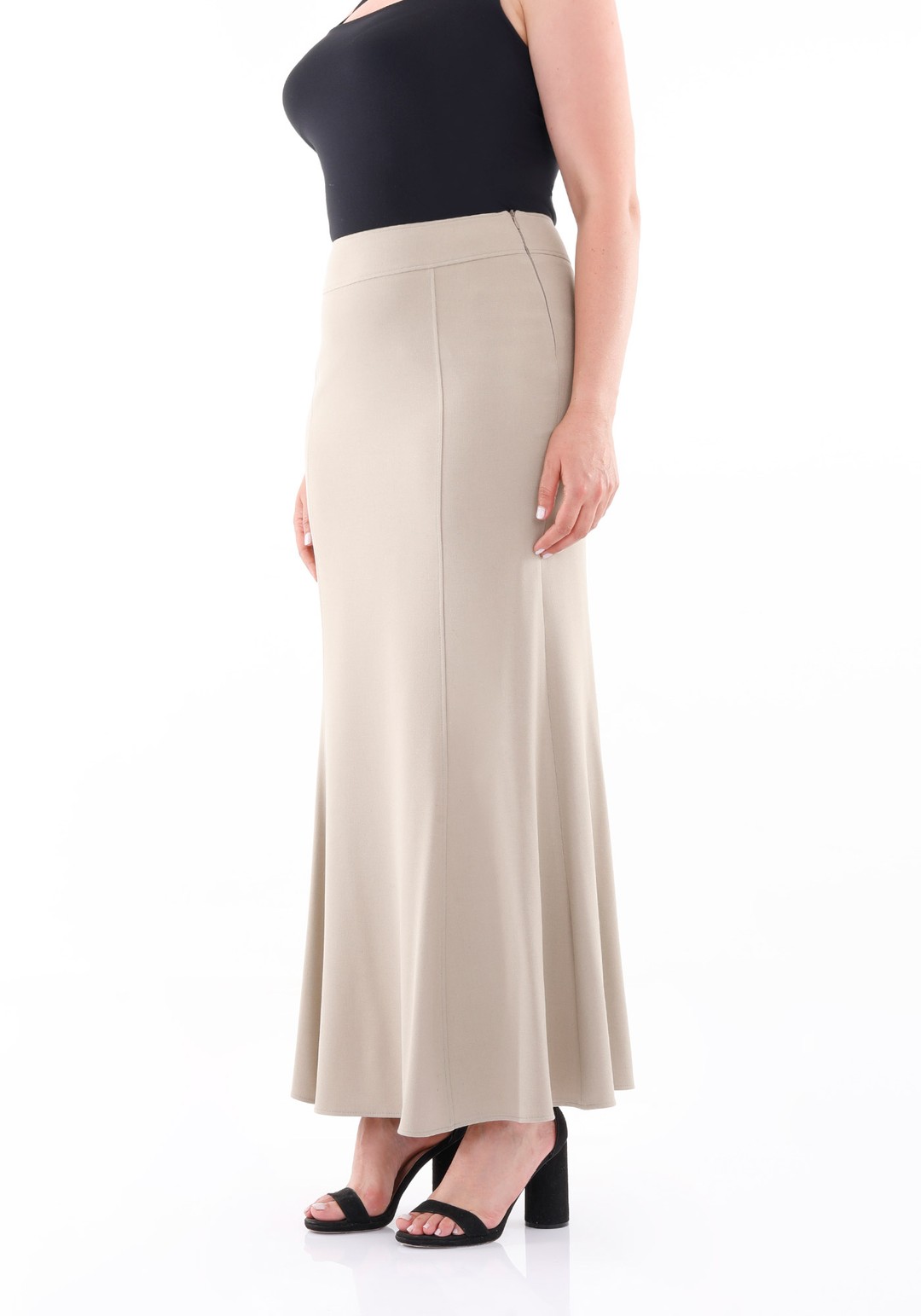 Mermaid-Style Maxi Skirt - BEIGE